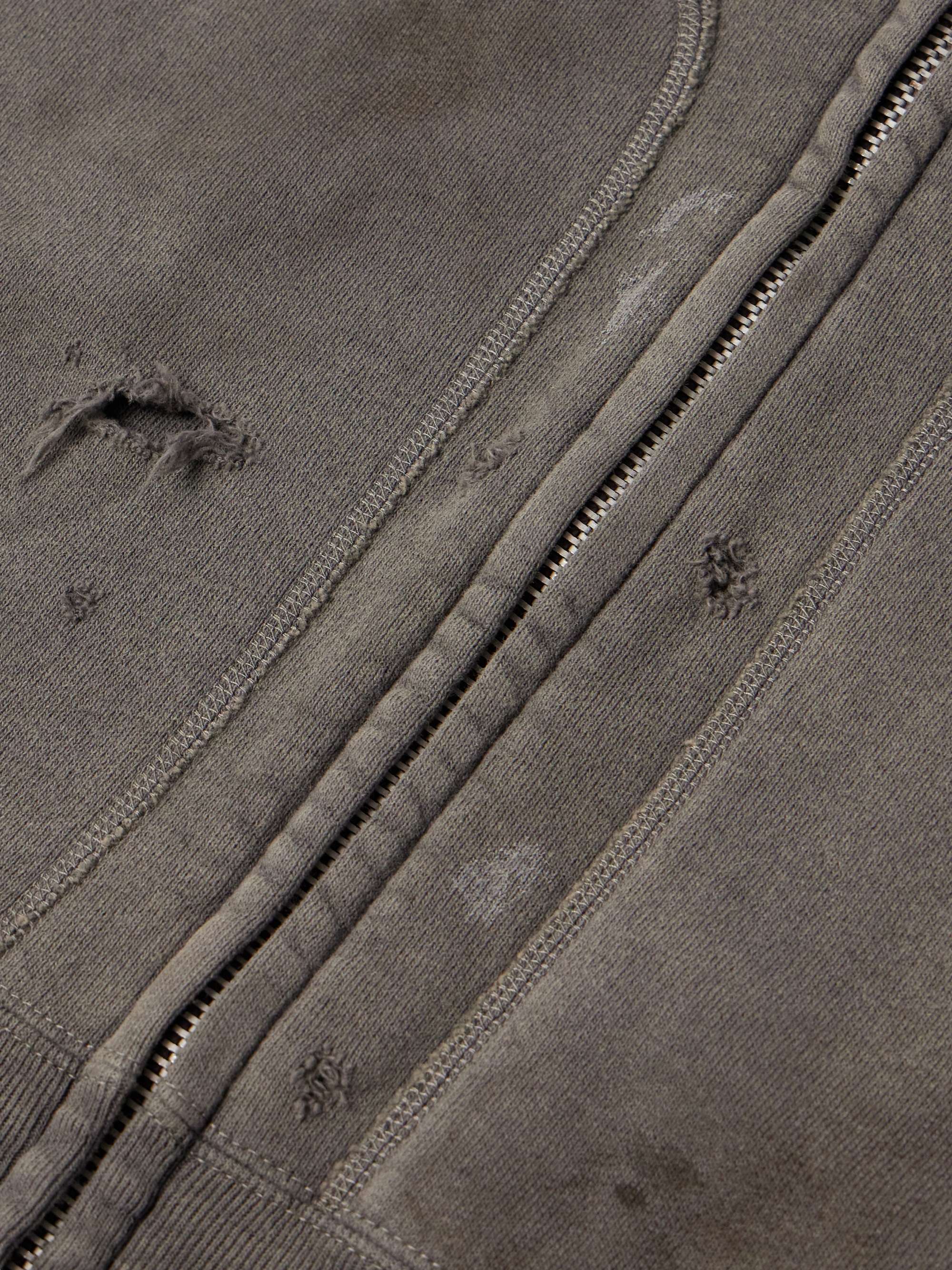 Distressed Cotton-Jersey Bomber Jacket view