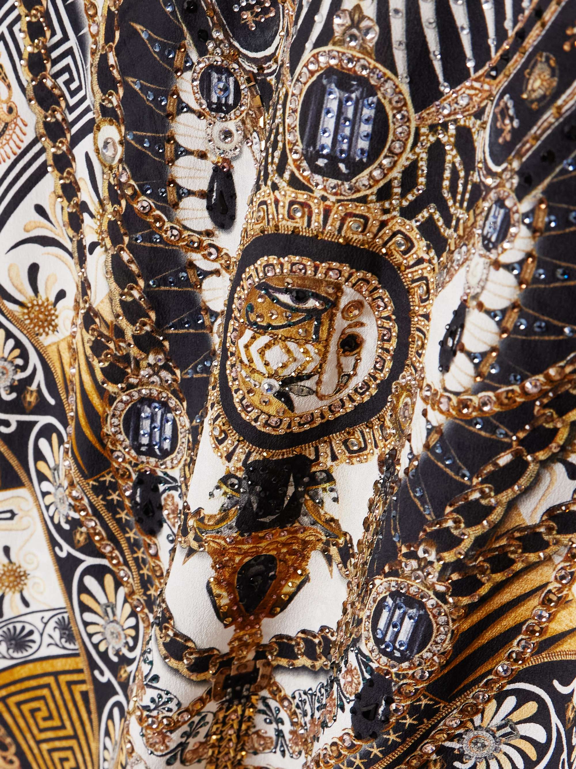 Temples of Dendara crystal-embellished printed silk-crepe kaftan view
