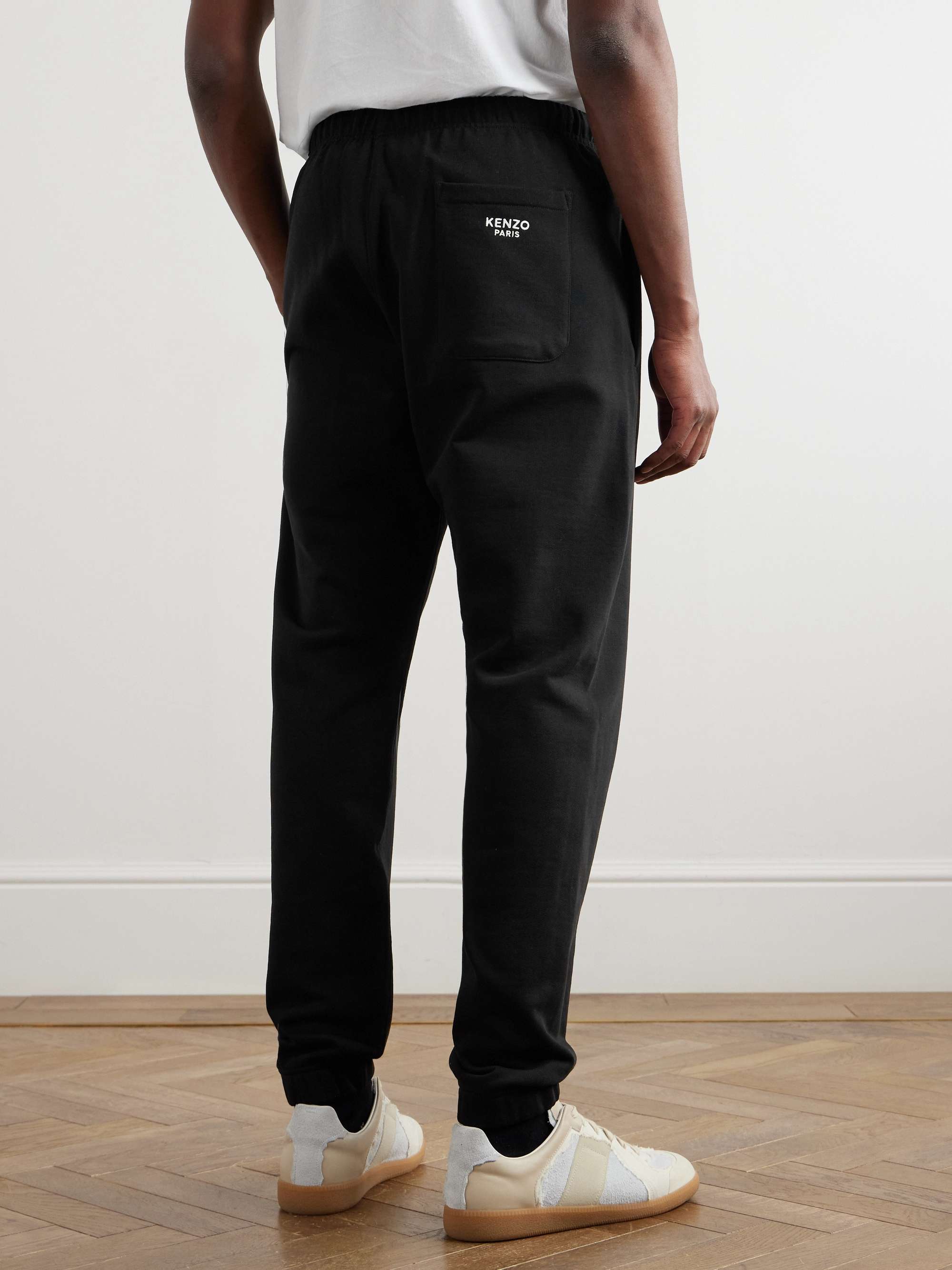 Tapered Logo-Embroidered Appliquéd Cotton-Jersey Sweatpants view