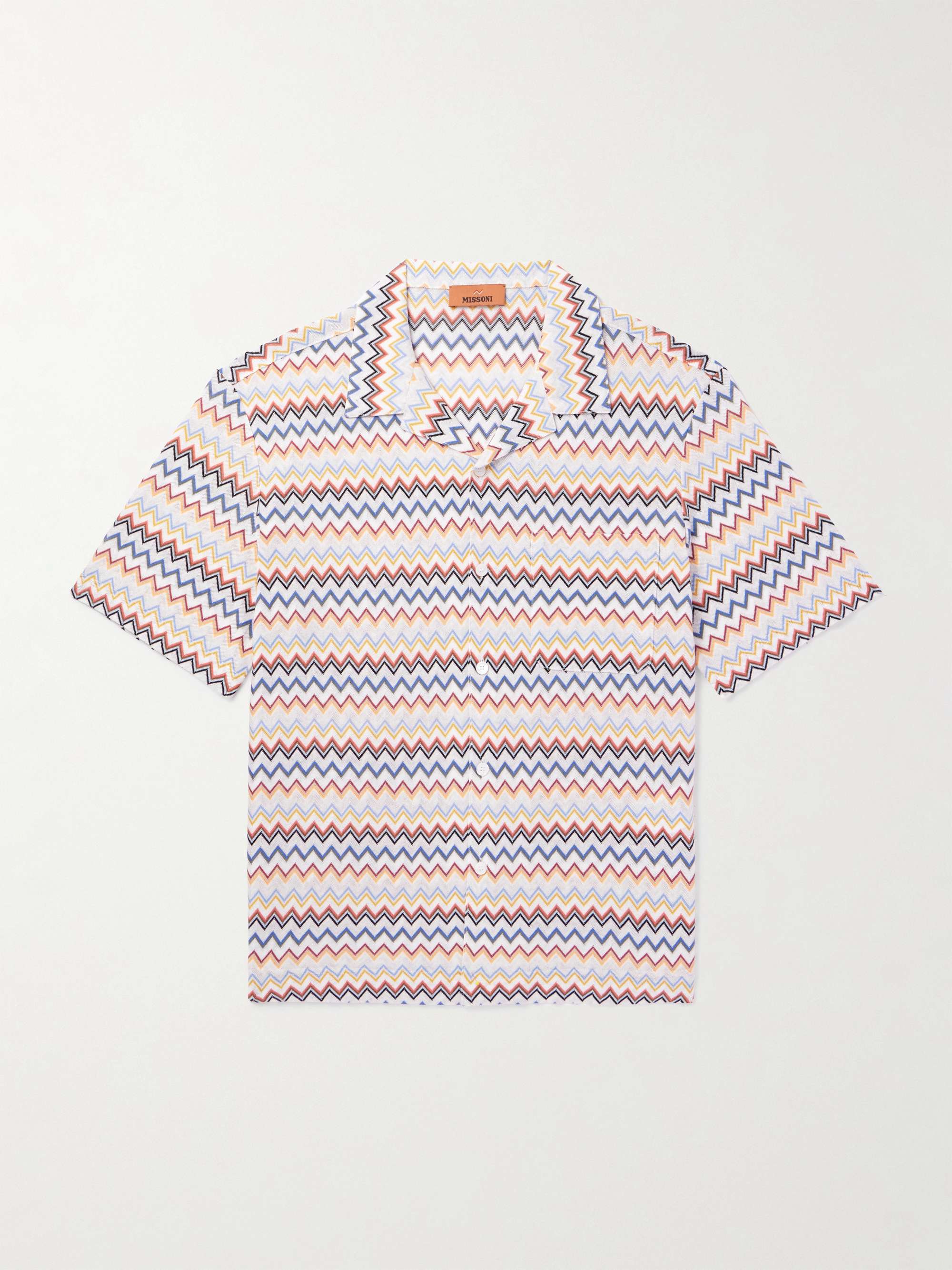 Camp-Collar Crochet-Knit Cotton Shirt hero visual