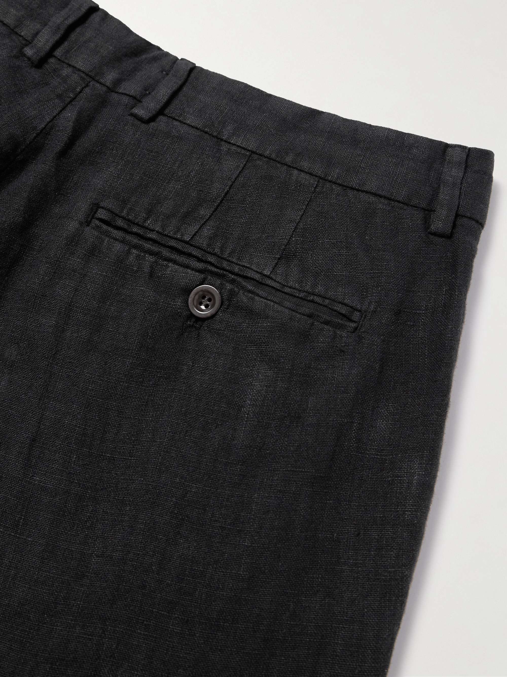 Steve Tapered Pleated Organic Cotton and Linen-Blend Trousers view