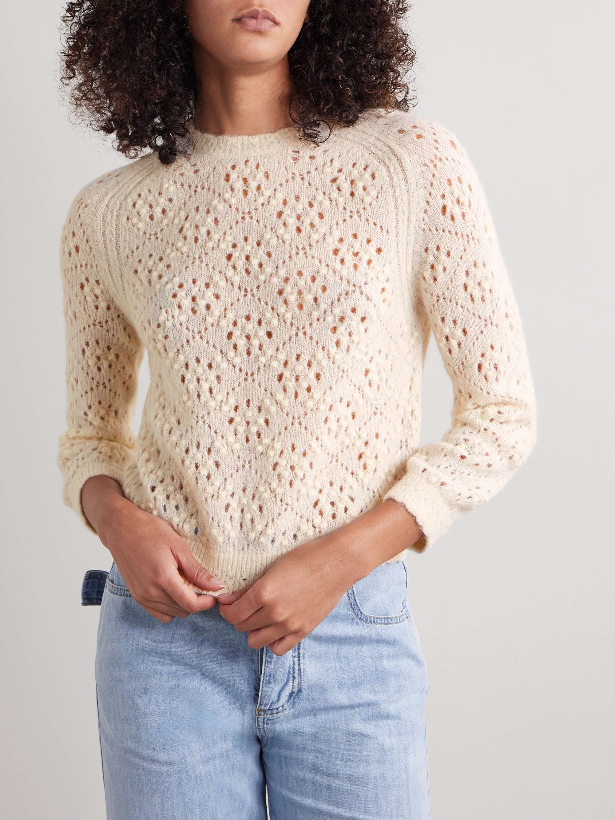 Emiliana pointelle-knit alpaca-blend sweater view