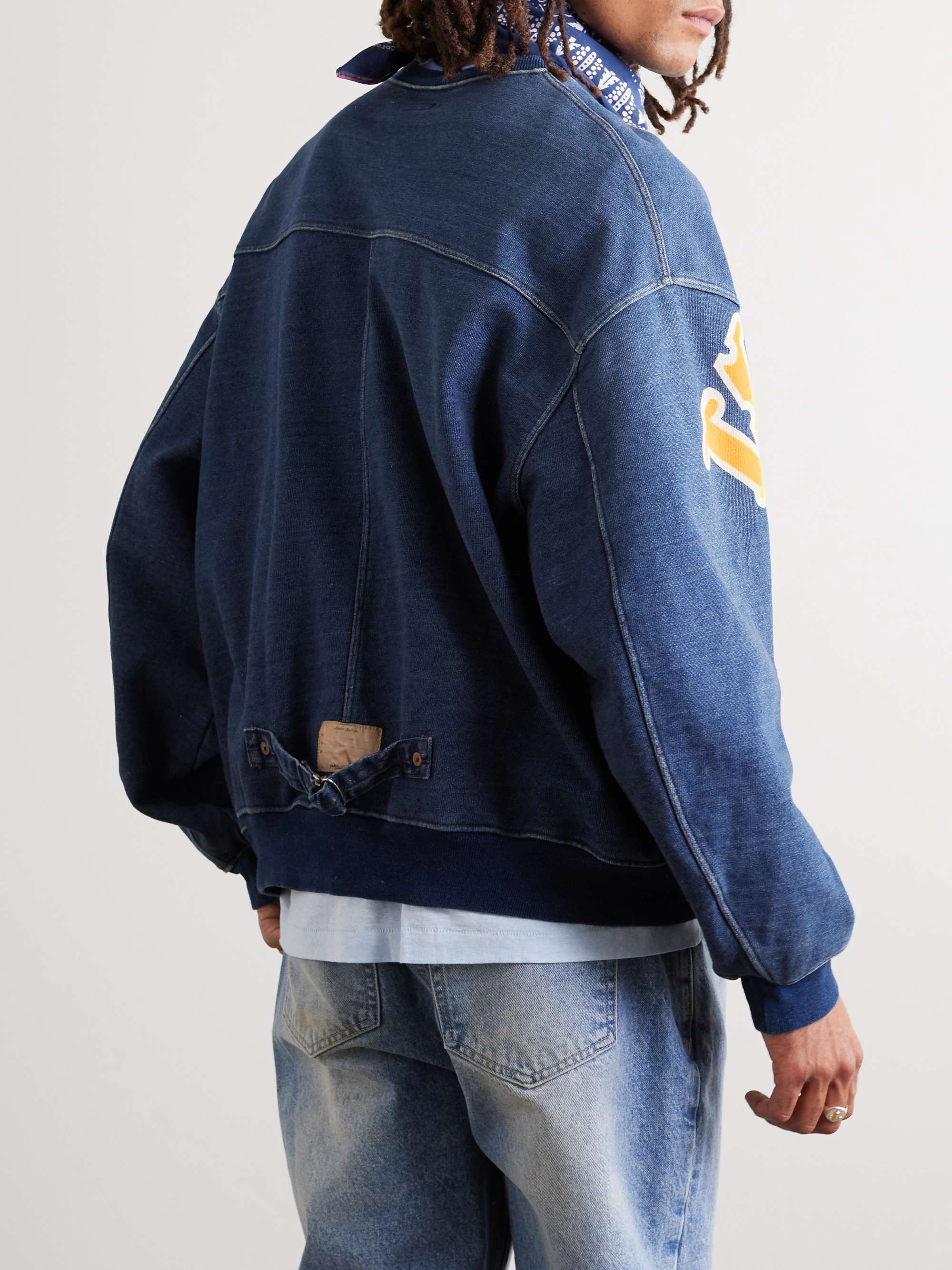 Denim-Trimmed Logo-Print Cotton-Jersey Sweatshirt view
