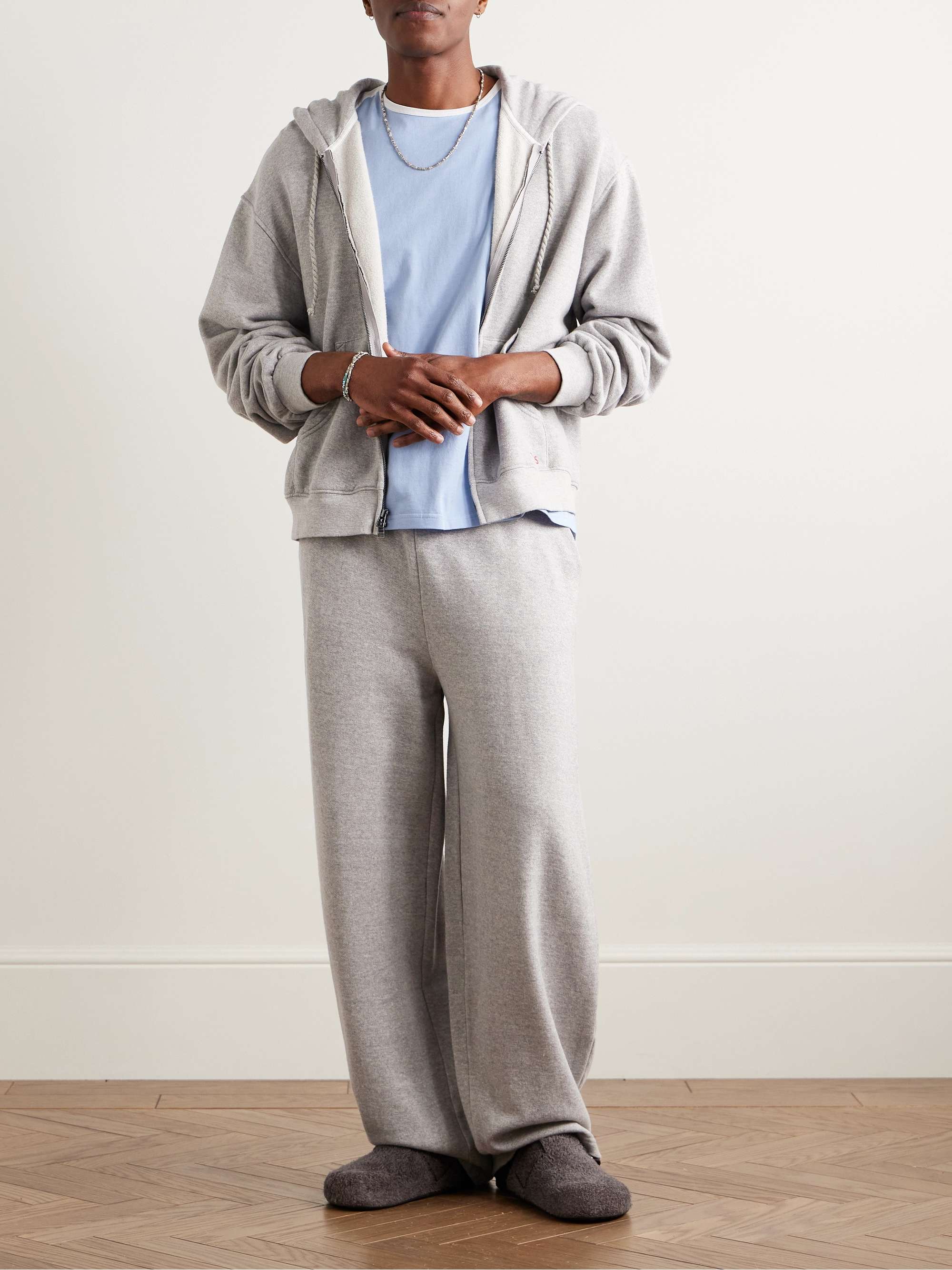 Daily Wide-Leg Cotton and Cashmere-Blend Jersey Sweatpants view
