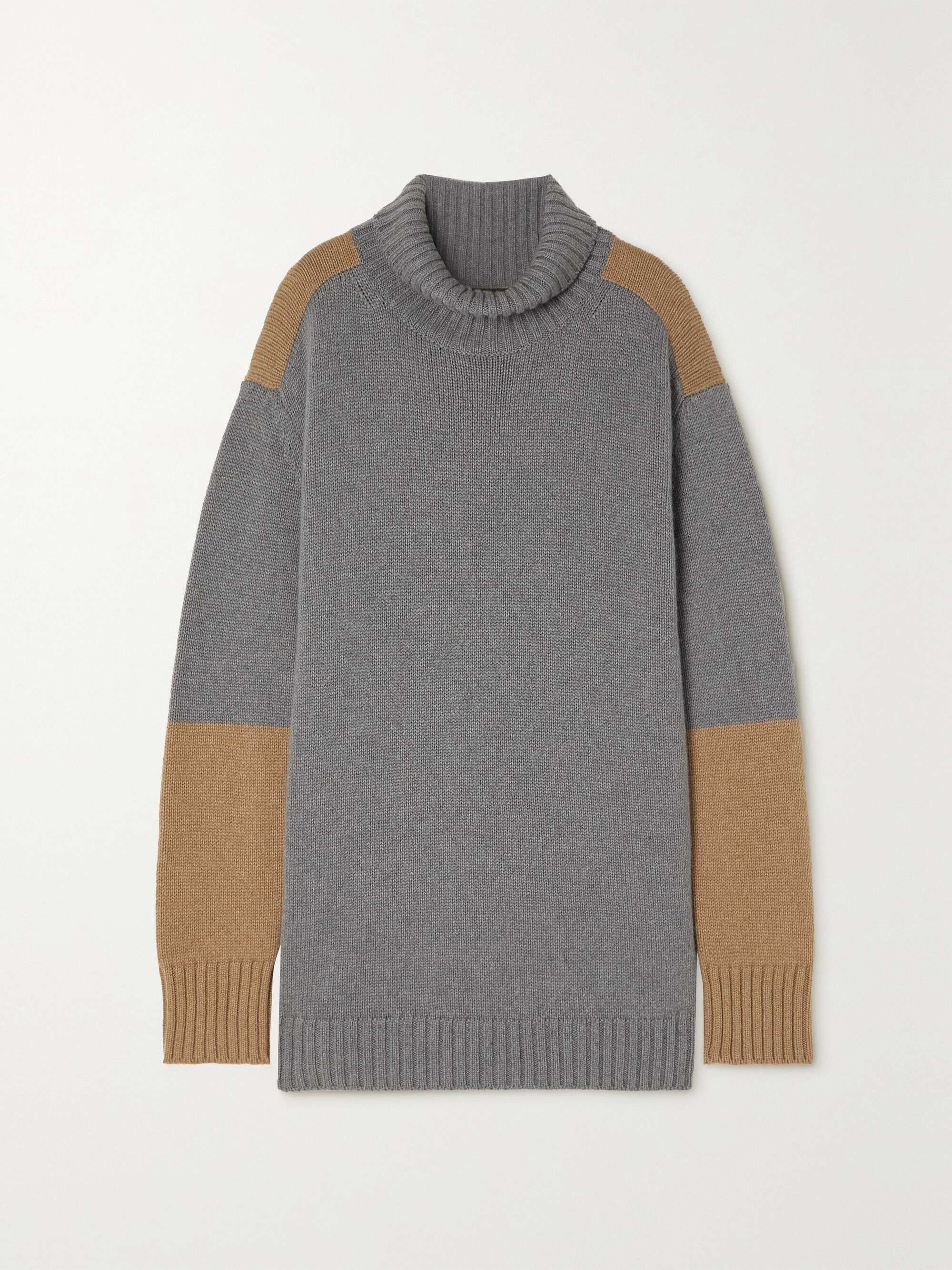 Color-block cashmere turtleneck sweater hero visual