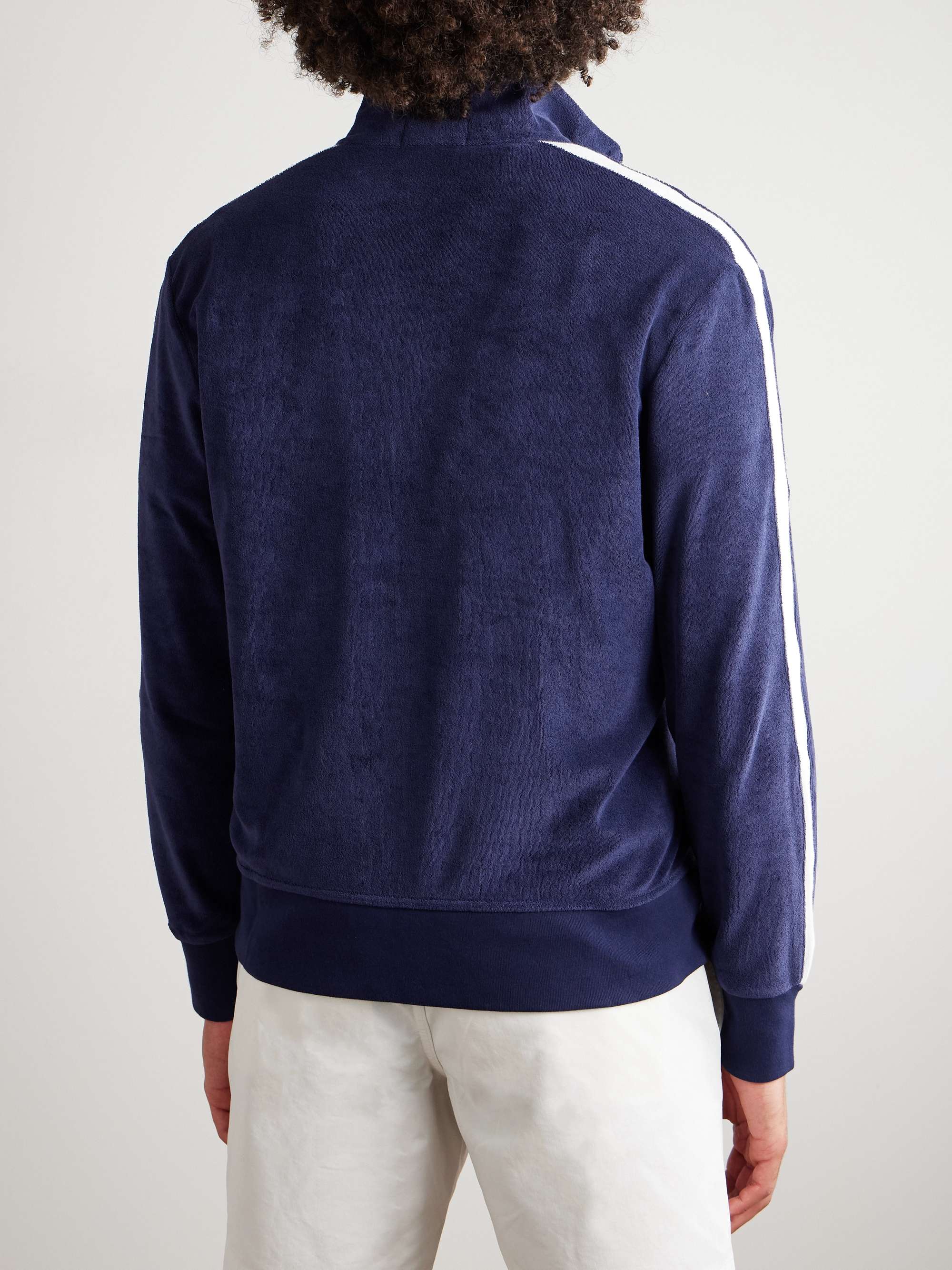 Striped Cotton-Blend Terry Track Jacket view