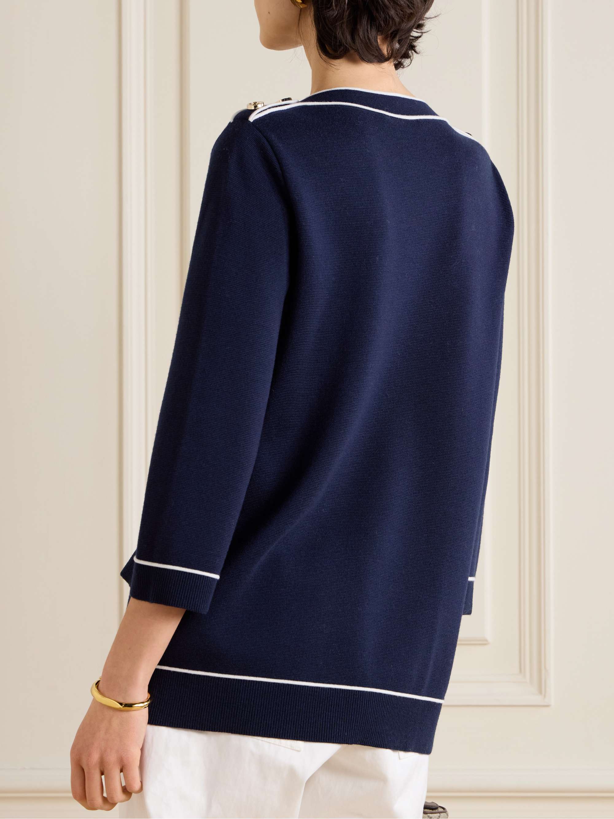 Piped wool sweater view