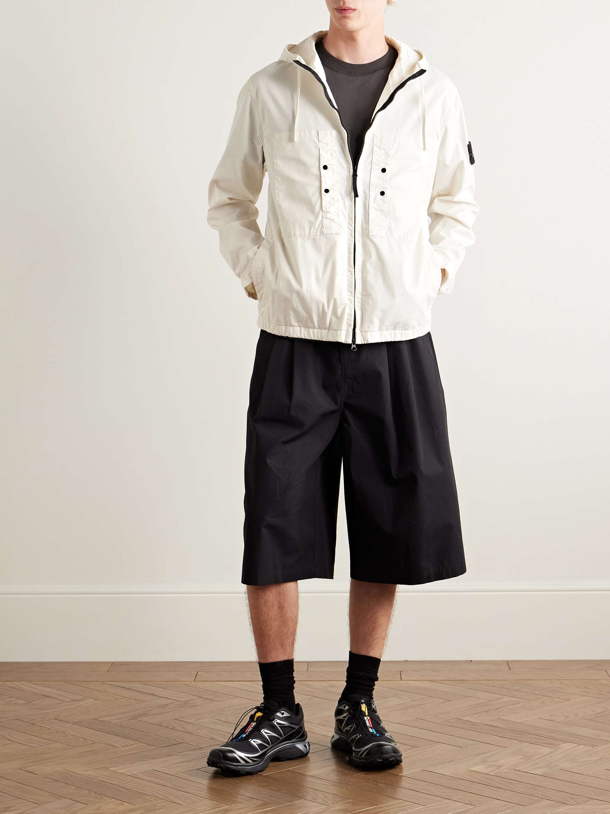 Logo-Appliquéd Garment-Dyed Supima Cotton-Blend Twill Hooded Jacket view