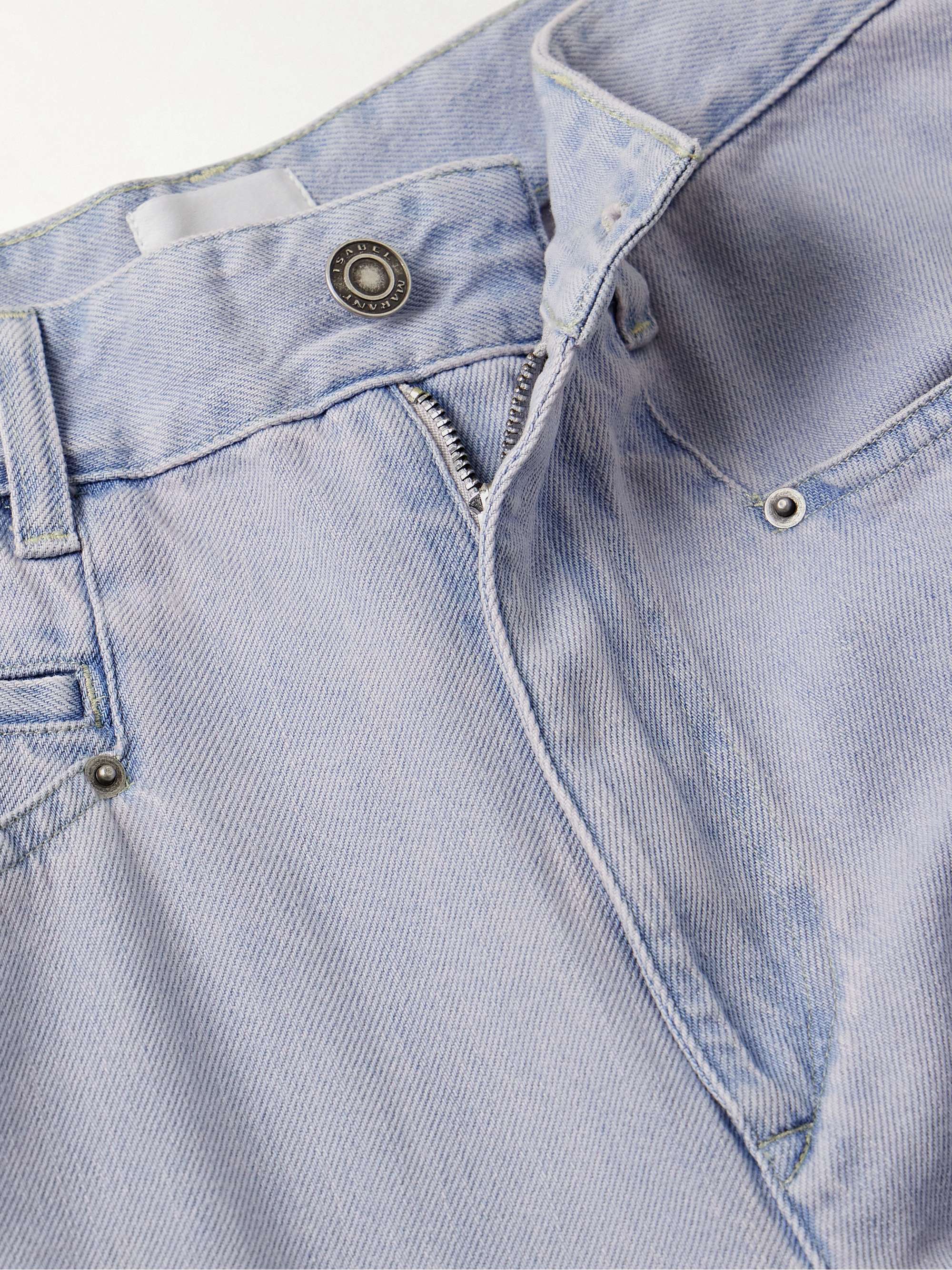 Ophra paneled high-rise straight-leg cargo jeans view