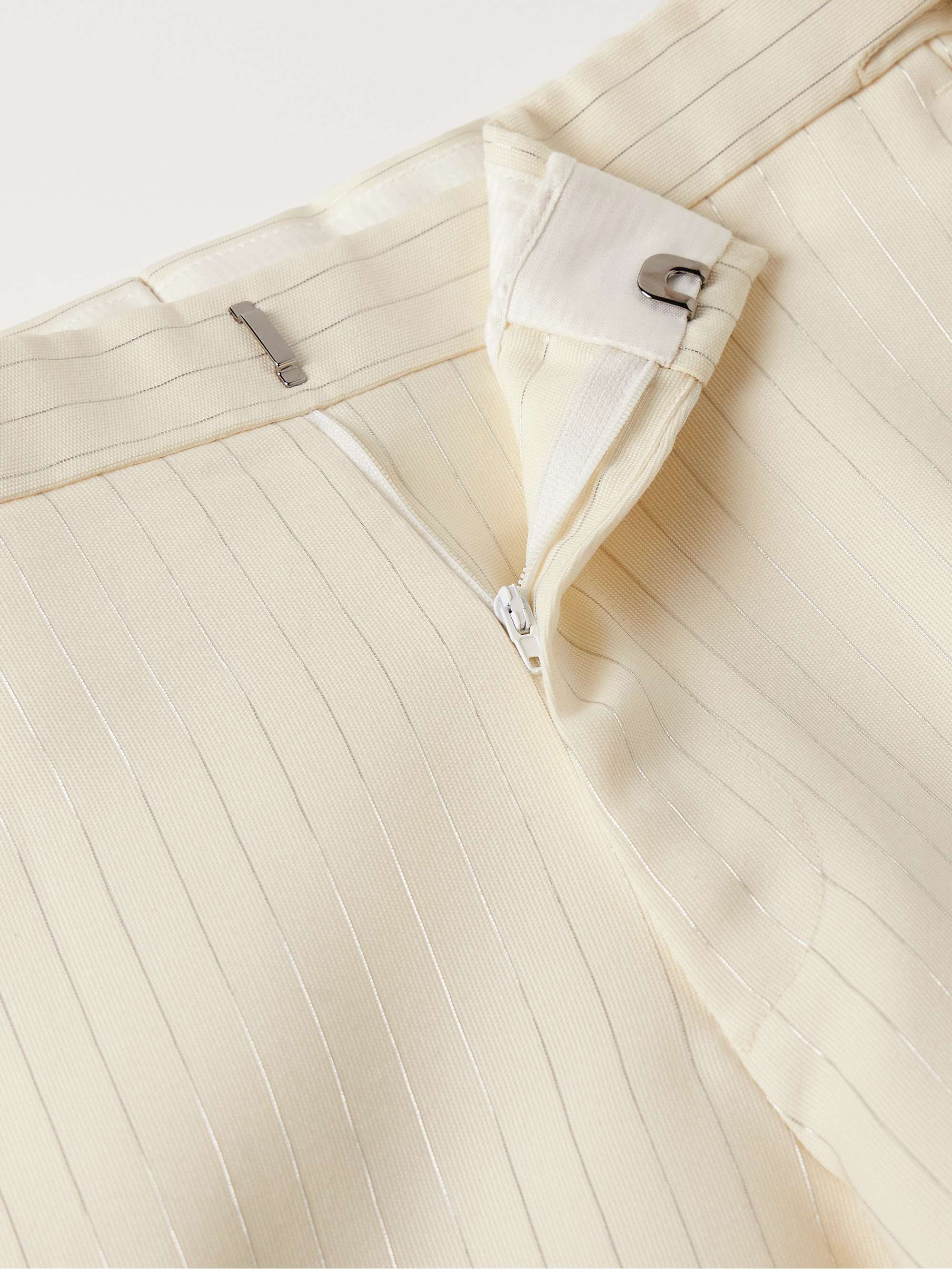 Slim-Fit Metallic Striped Wool-Blend Suit Trousers view