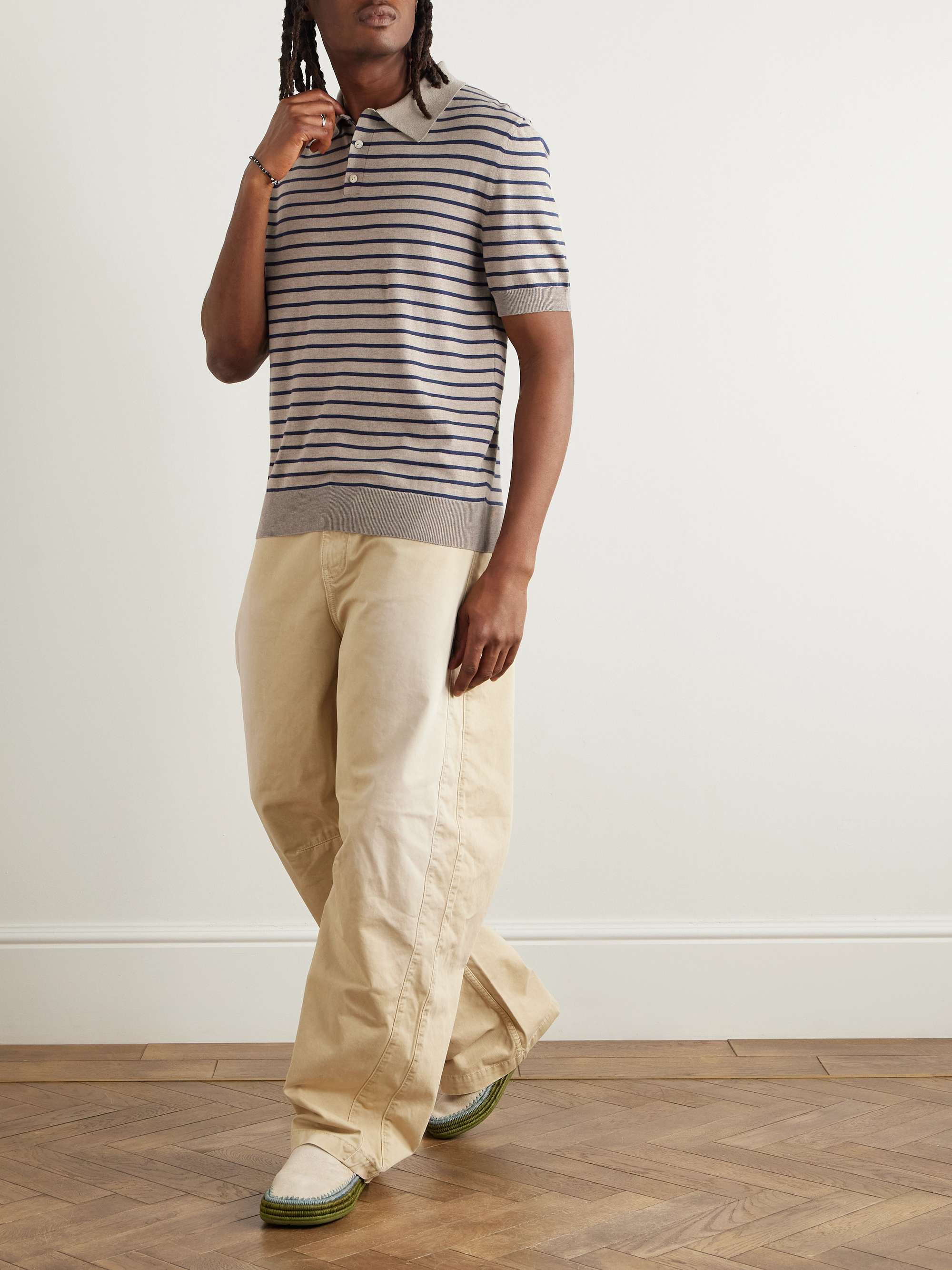+ Paula's Ibiza Slim-Fit Striped Cotton-Blend Polo Shirt view