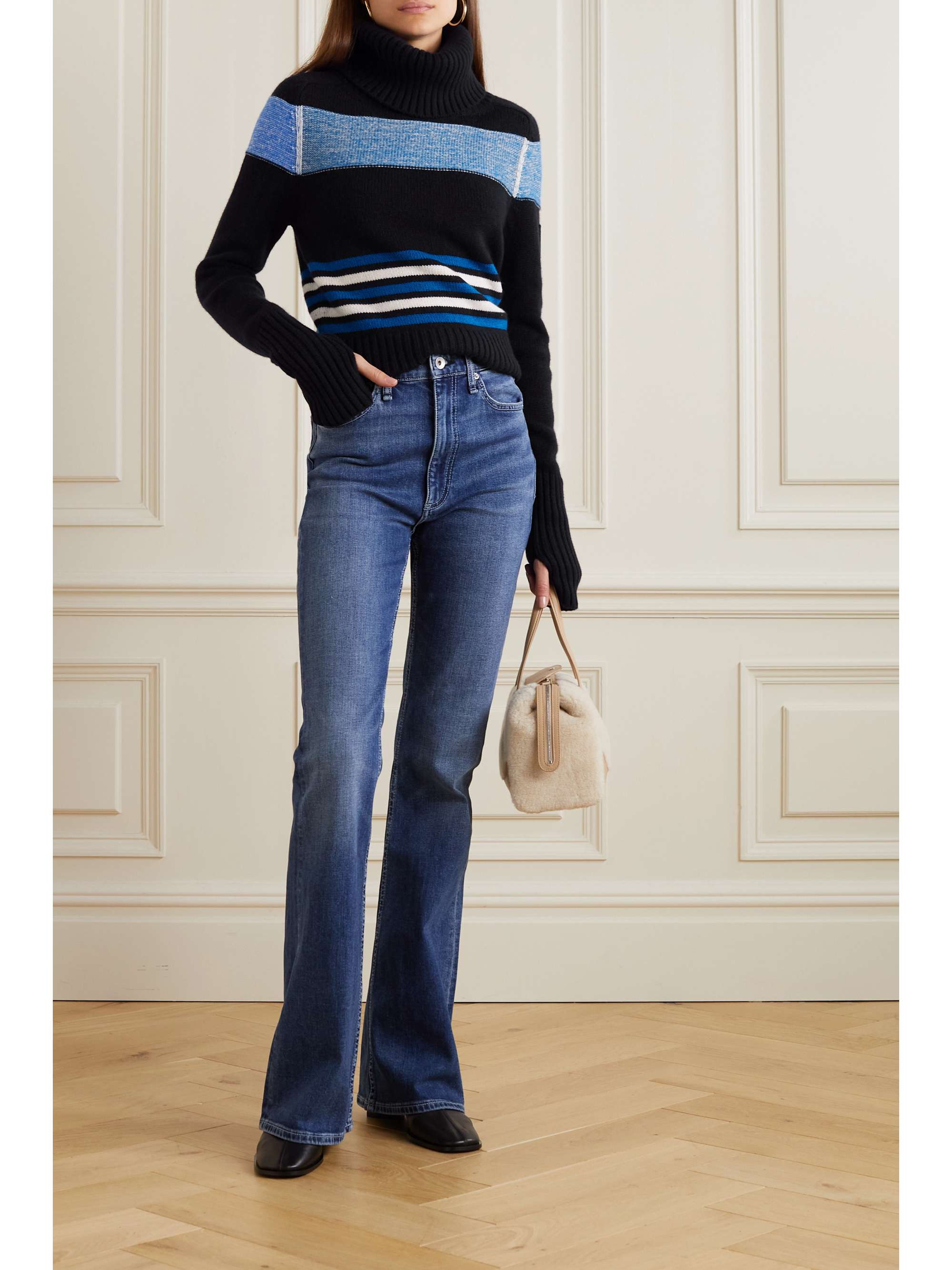 Courmayeur appliquéd striped cashmere turtleneck sweater view