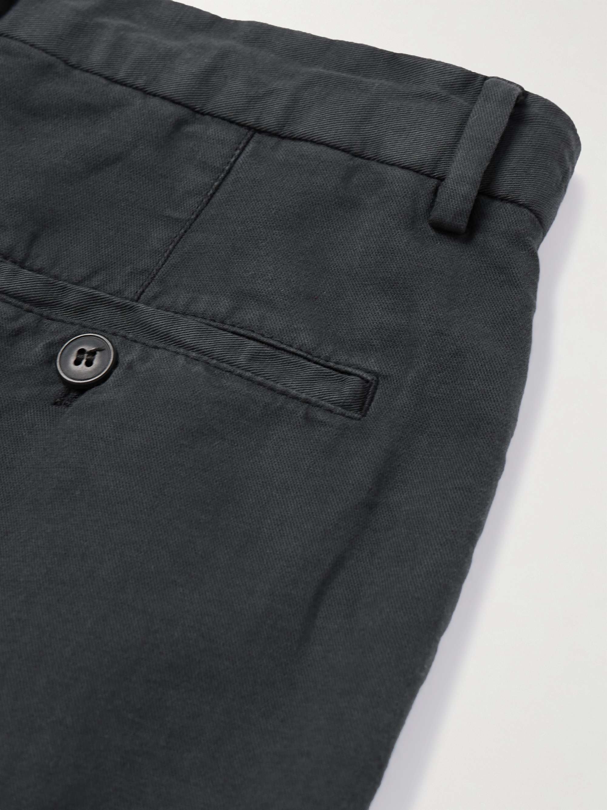Straight-Leg Garment-Dyed Cotton and Linen-Blend Trousers view