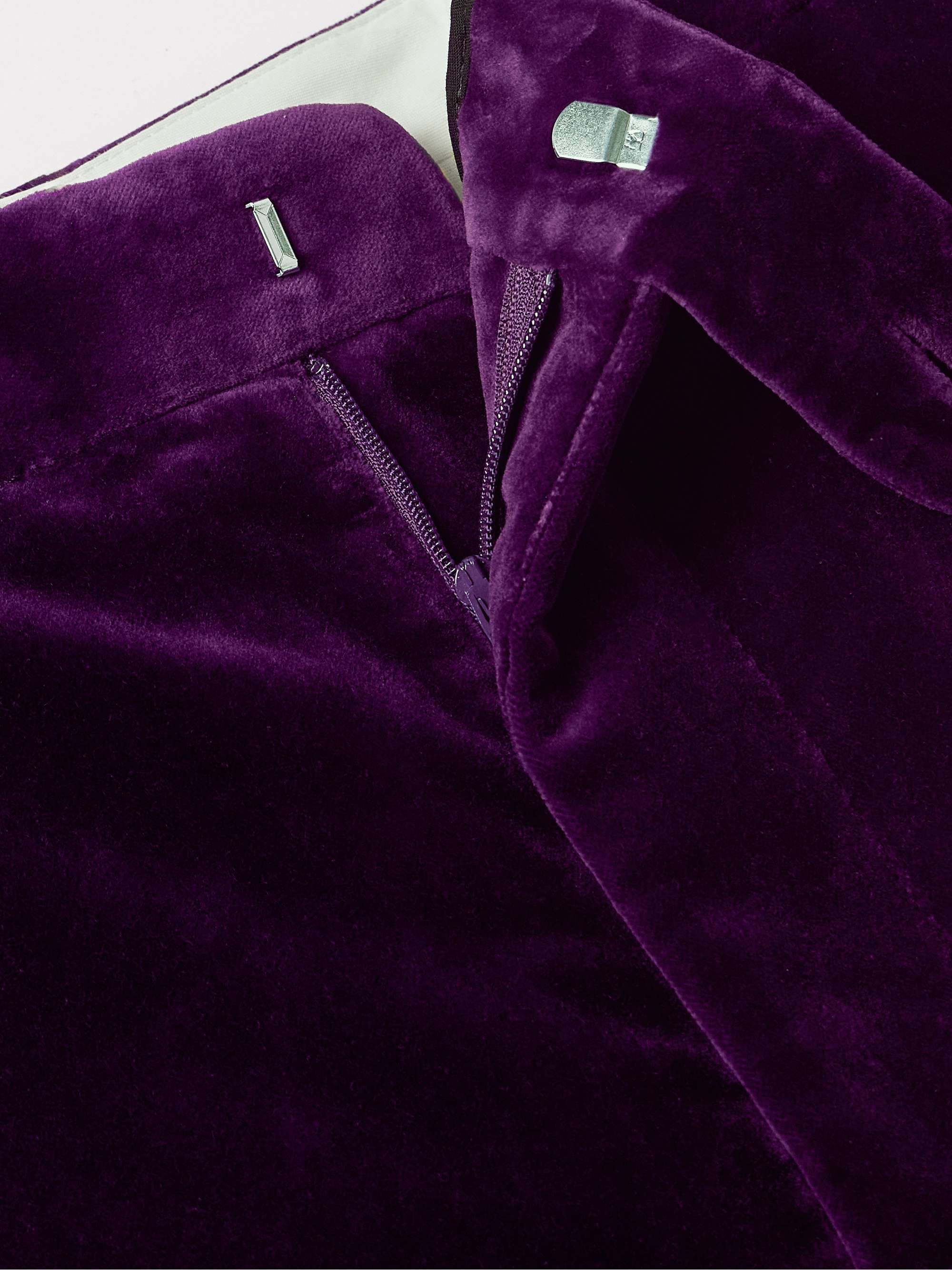Showcase Straight-Leg Soutache-Trimmed Cotton-Velvet Suit Trousers view