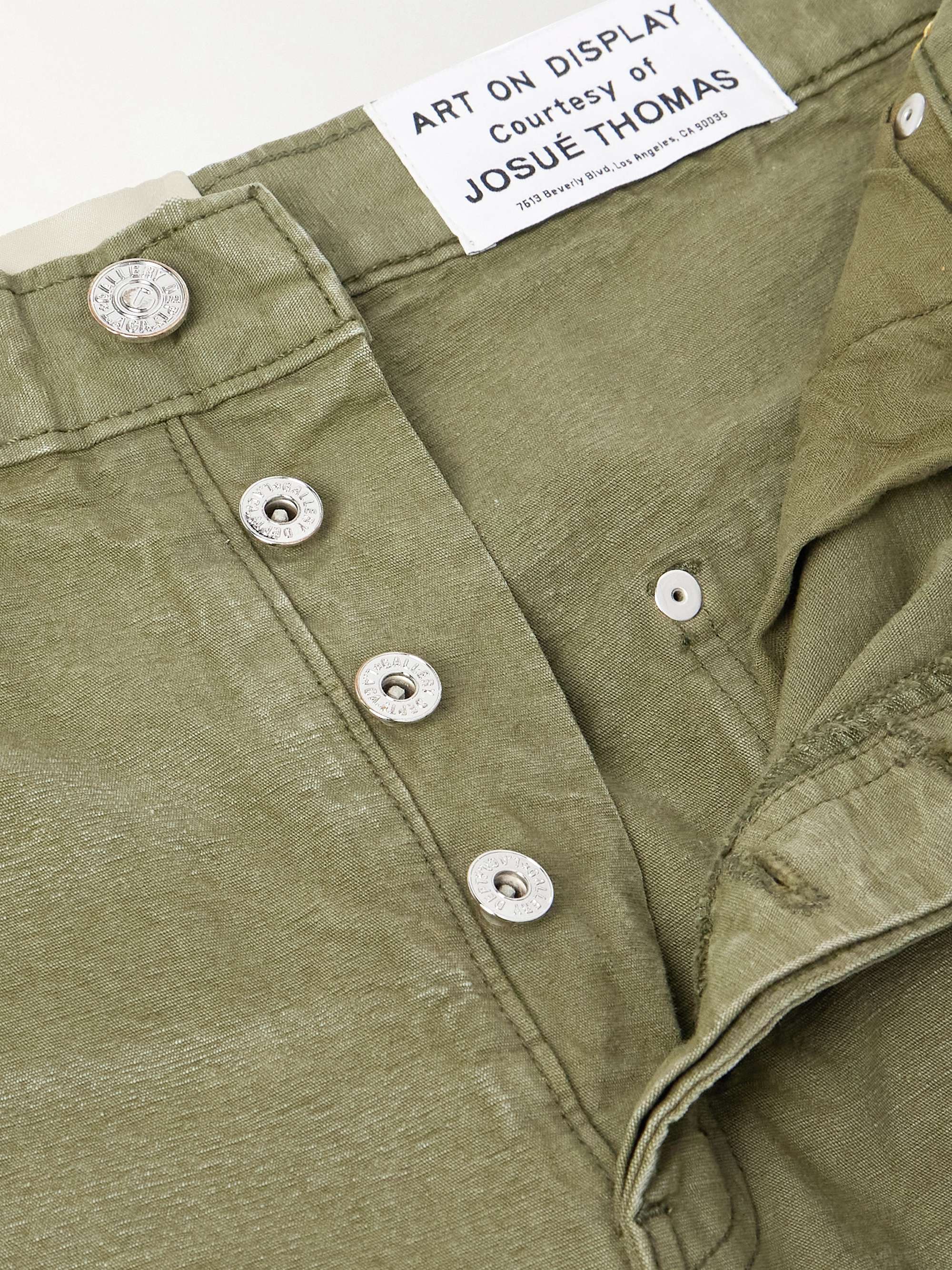 Flared Distressed Cotton-Canvas Cargo Trousers view