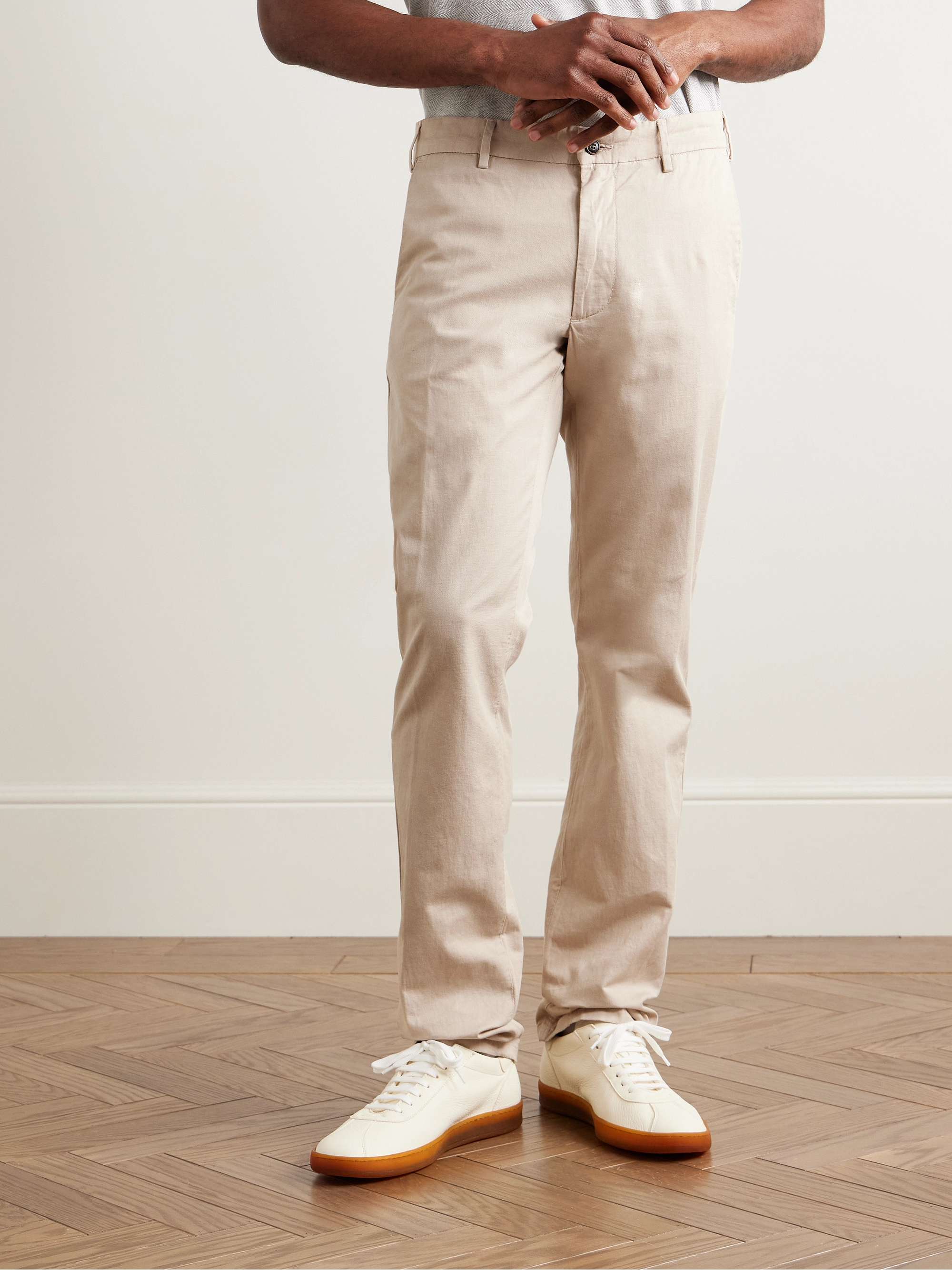 Somerset Slim-Fit Stretch-Cotton and Linen-Blend Trousers view