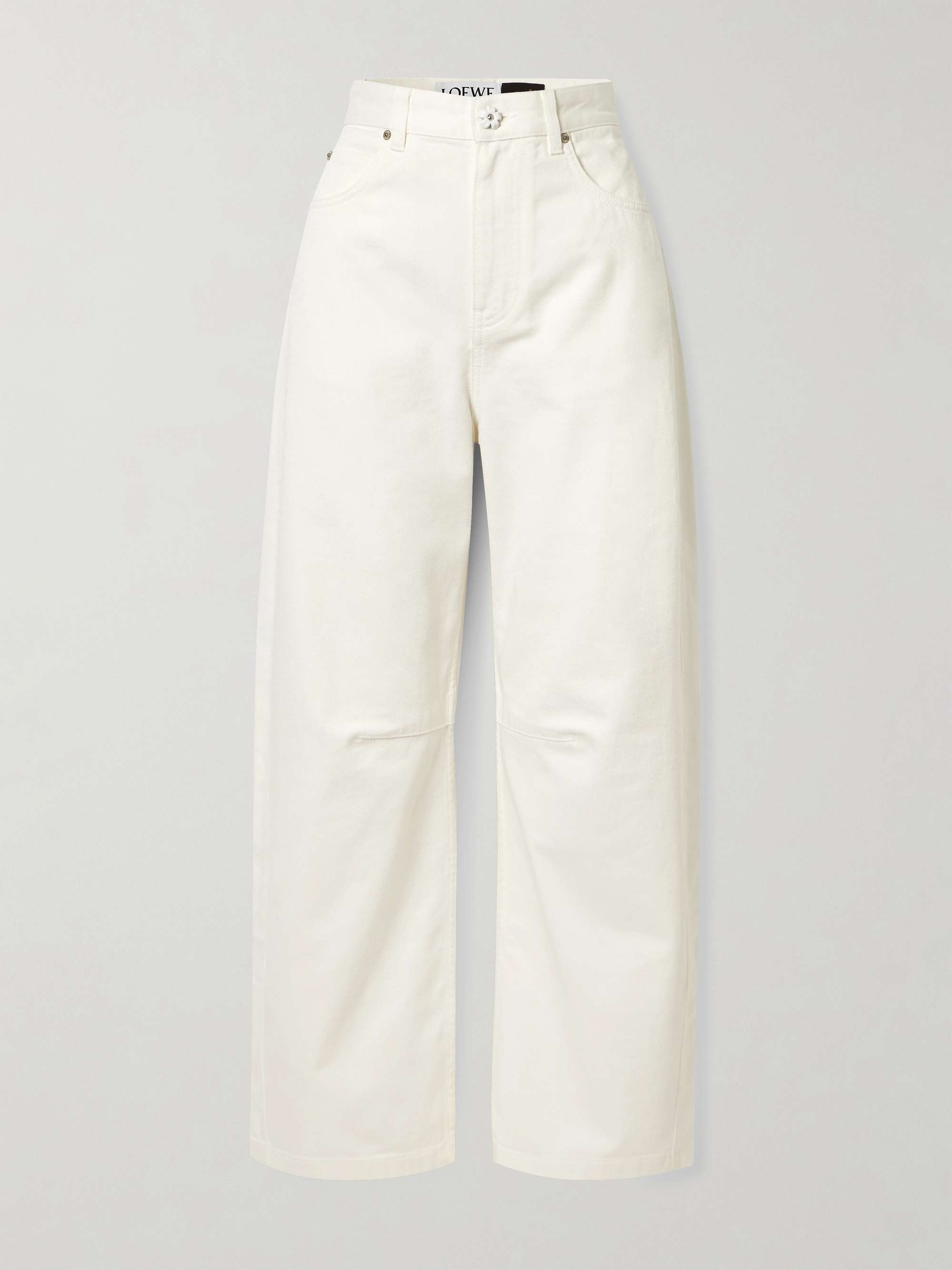 + Paula's Ibiza paneled embellished mid-rise barrel-leg jeans hero visual