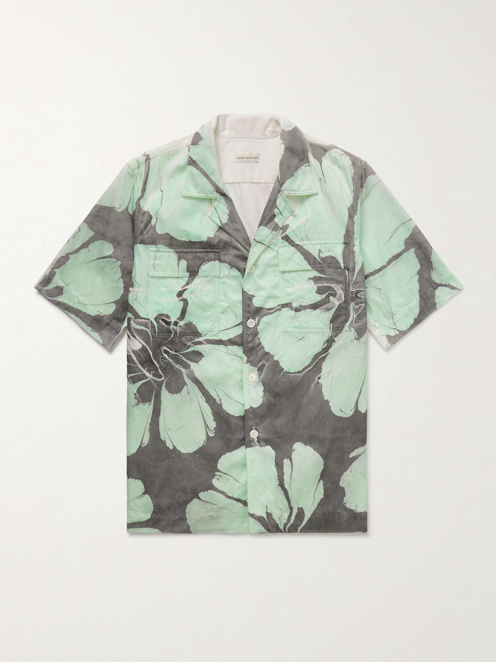 Camp-Collar Printed Cotton-Twill Shirt hero visual
