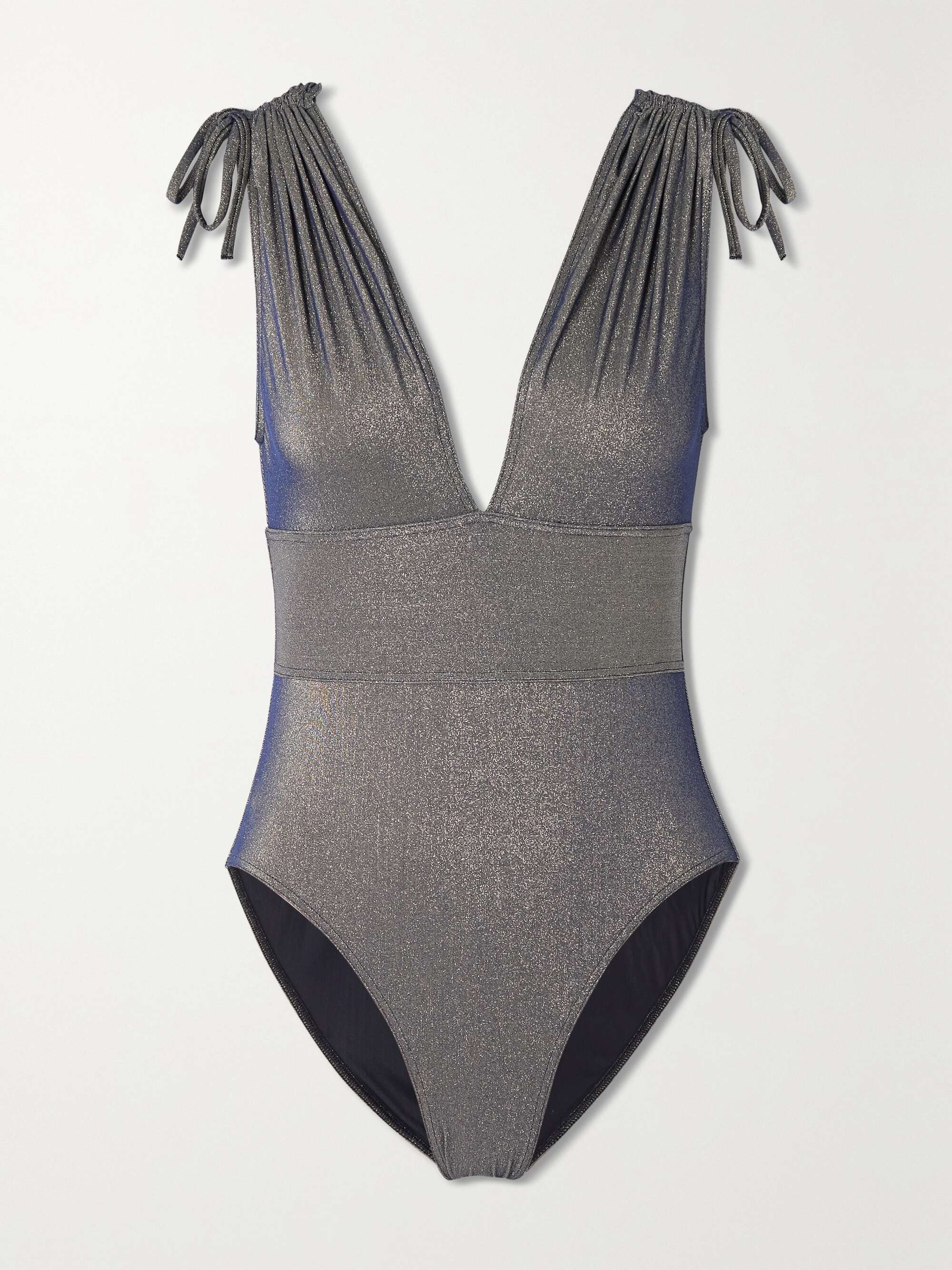+ Maison Rabih Kayrouz Nadia ruched stretch-Lurex swimsuit hero visual