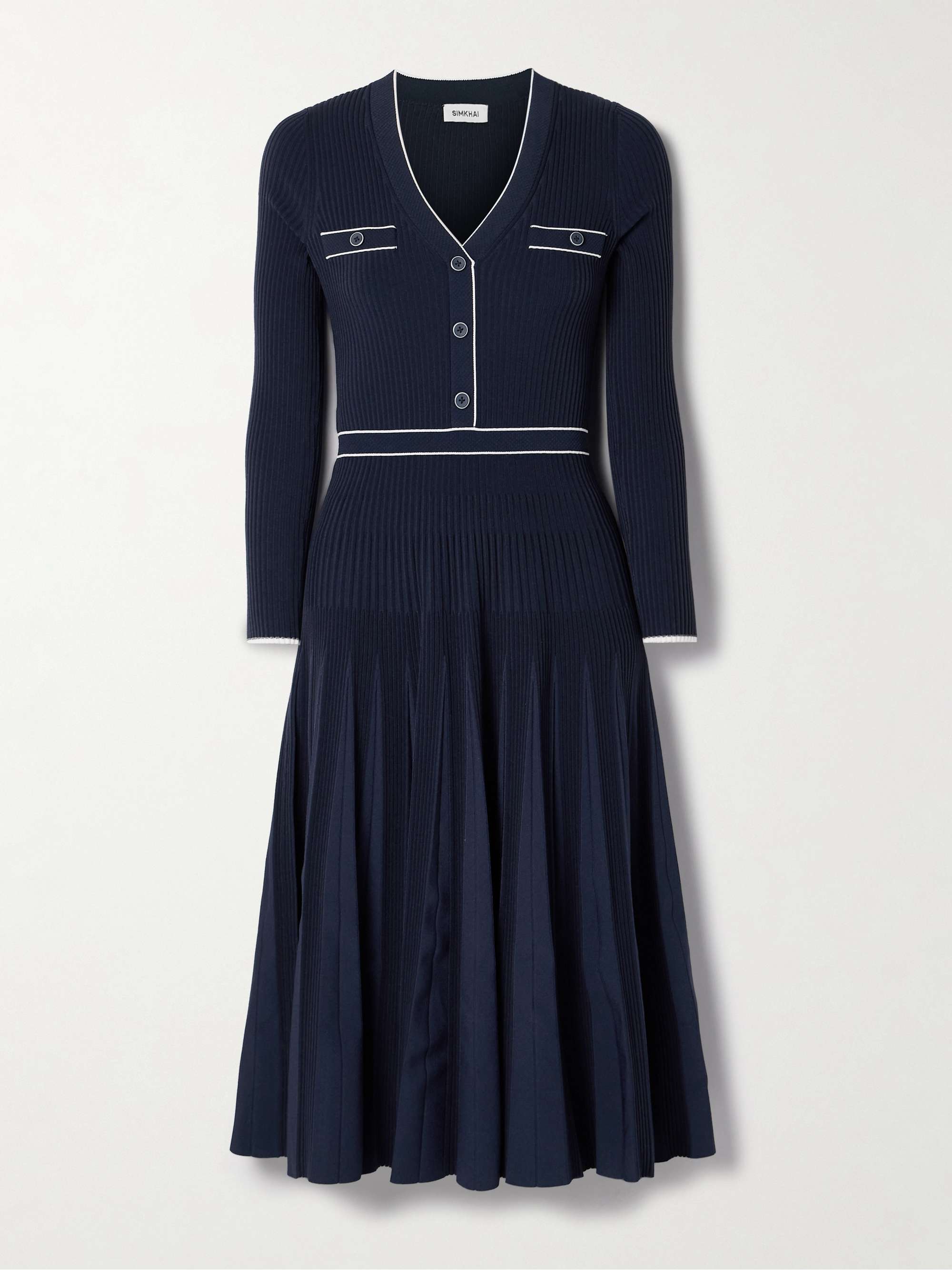Heloisa pleated striped ribbed-knit midi dress hero visual