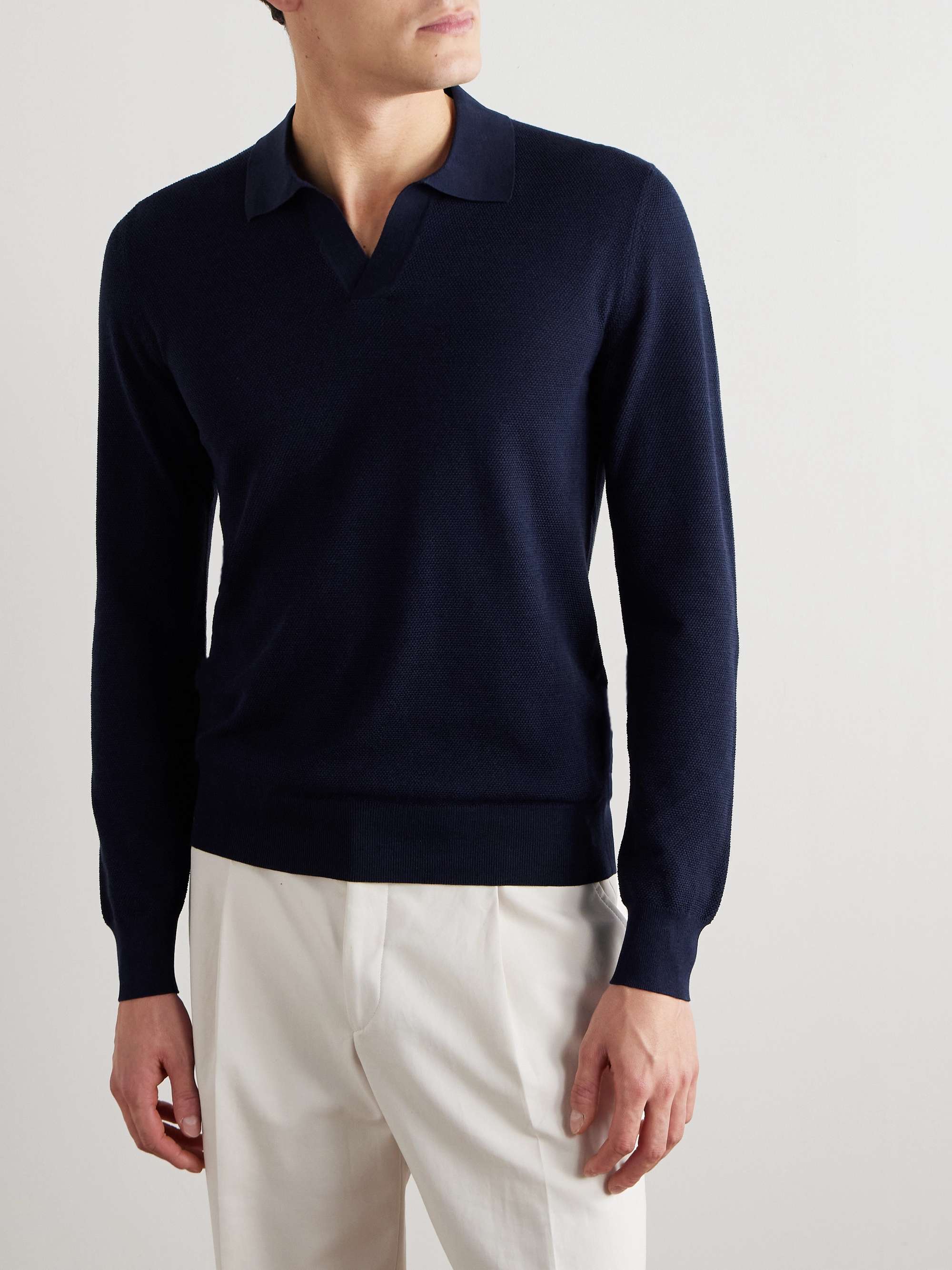 Johnny Silk and Cotton-Blend Polo Shirt view