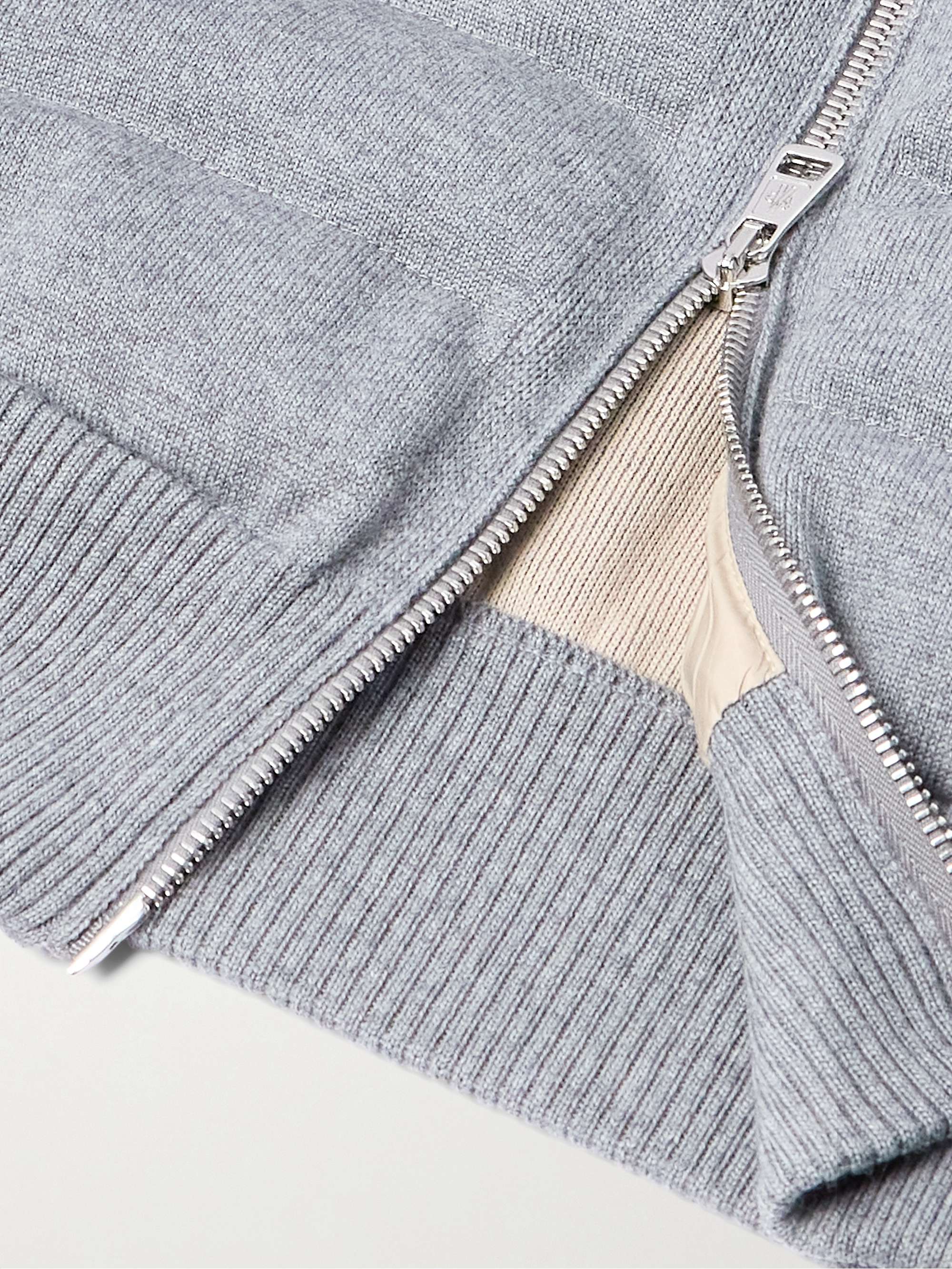 Quilted Wool-Blend Hooded Down Jacket view