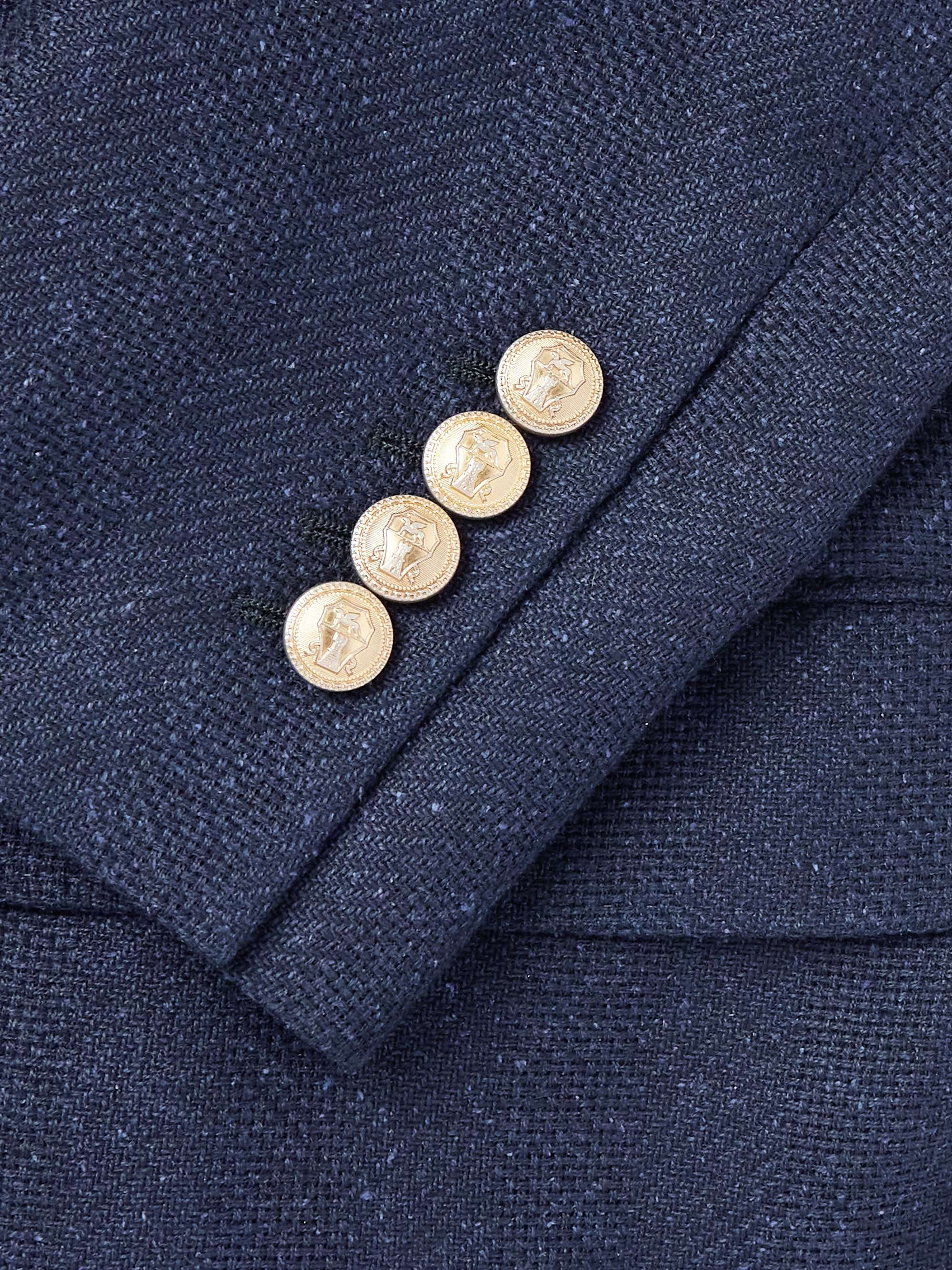 Slim-Fit Double-Breasted Linen, Silk, Wool and Cotton-Blend Suit Jacket view