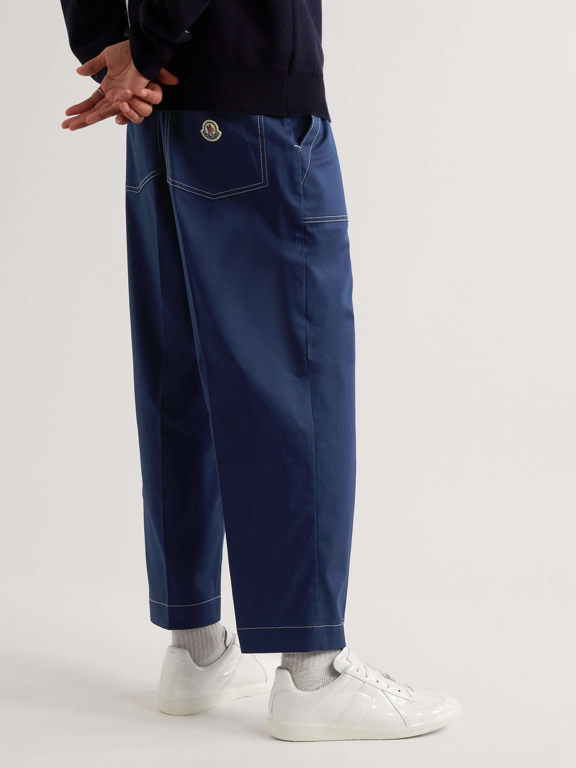 Straight-Leg Logo-Appliquéd Cotton-Blend Twill Trousers view