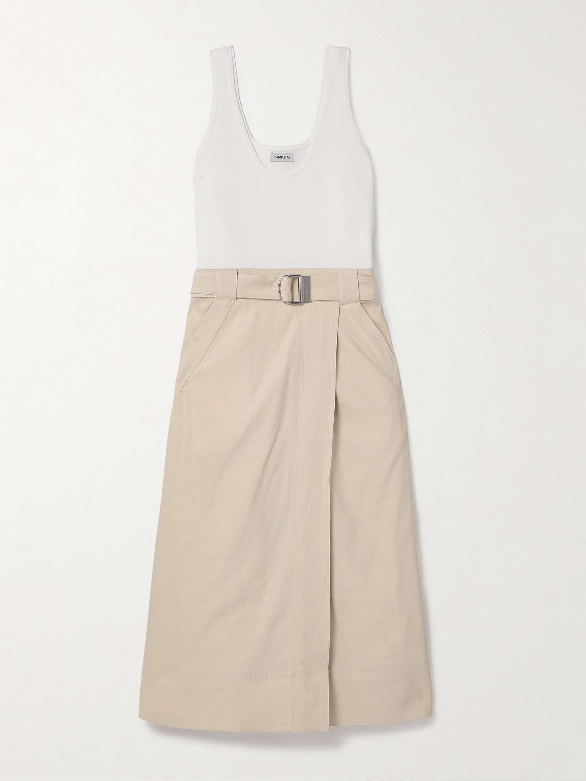 Camden belted linen-blend and stretch-knit midi dress hero visual