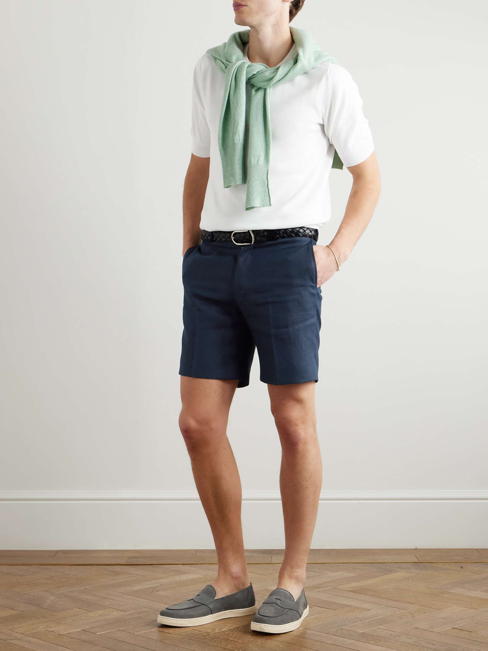 Slim-Fit Straight-Leg Linen Shorts view