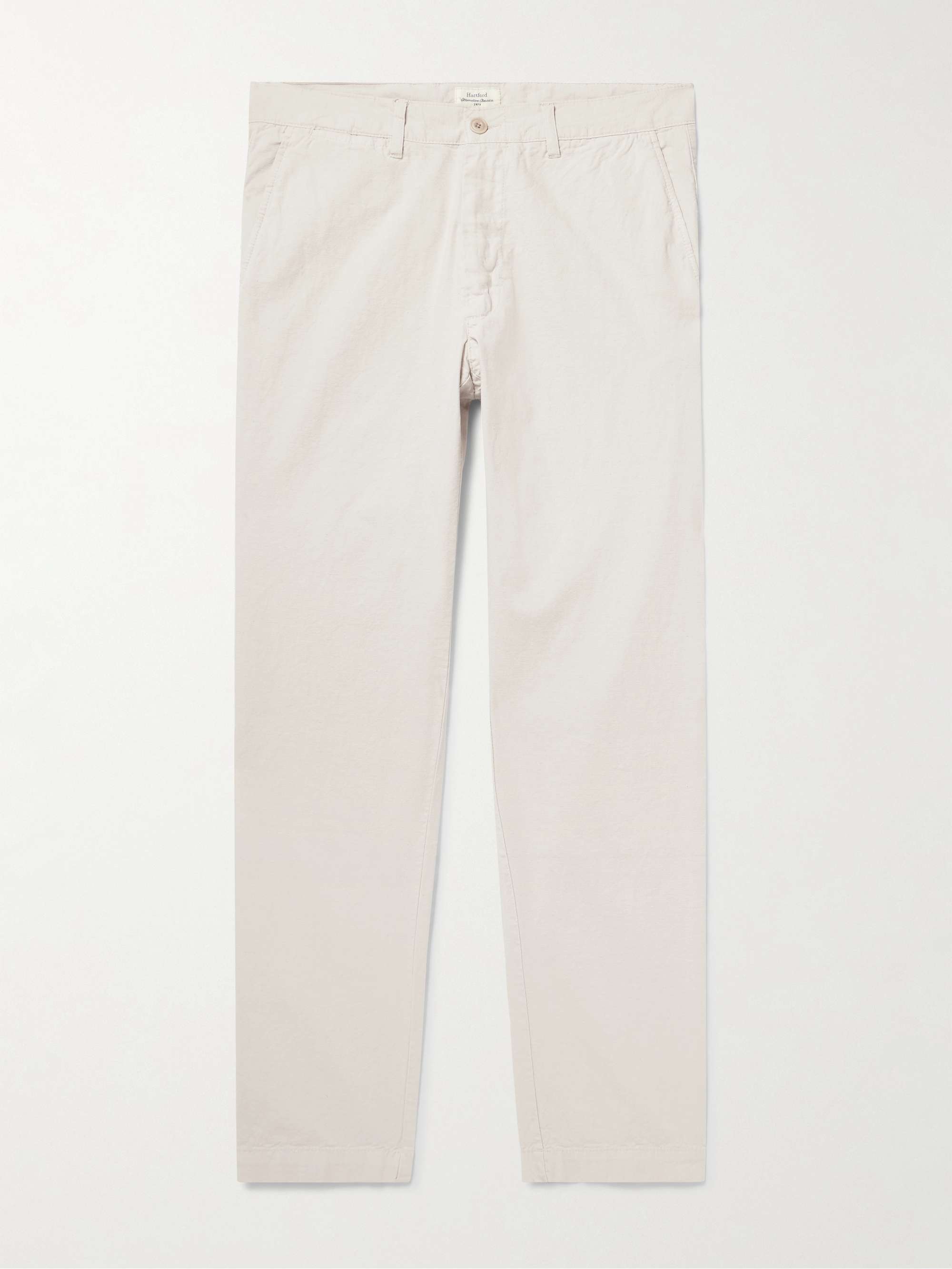 Tyron Slim-Fit Straight-Leg Cotton and Linen-Blend Trousers hero visual