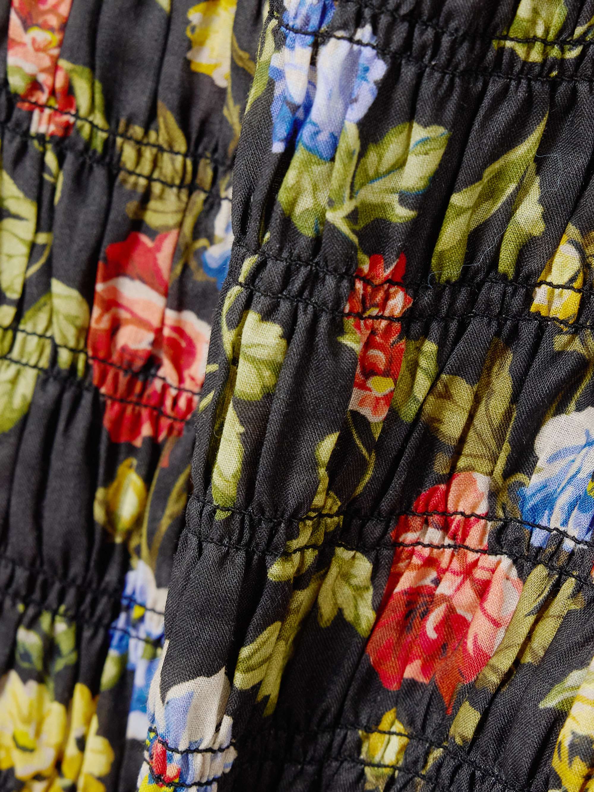 Gianna shirred floral-print ramie mini dress view
