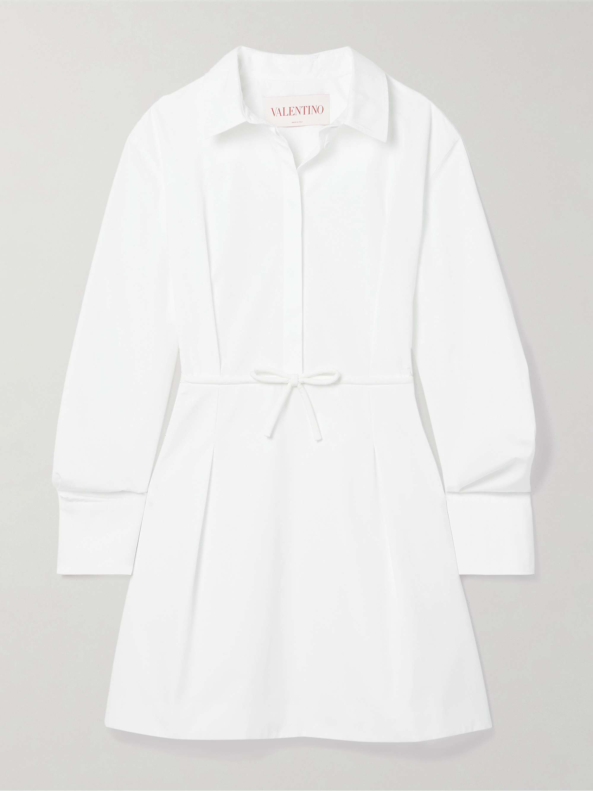 Bow-detailed pleated cotton-poplin mini shirt dress hero visual
