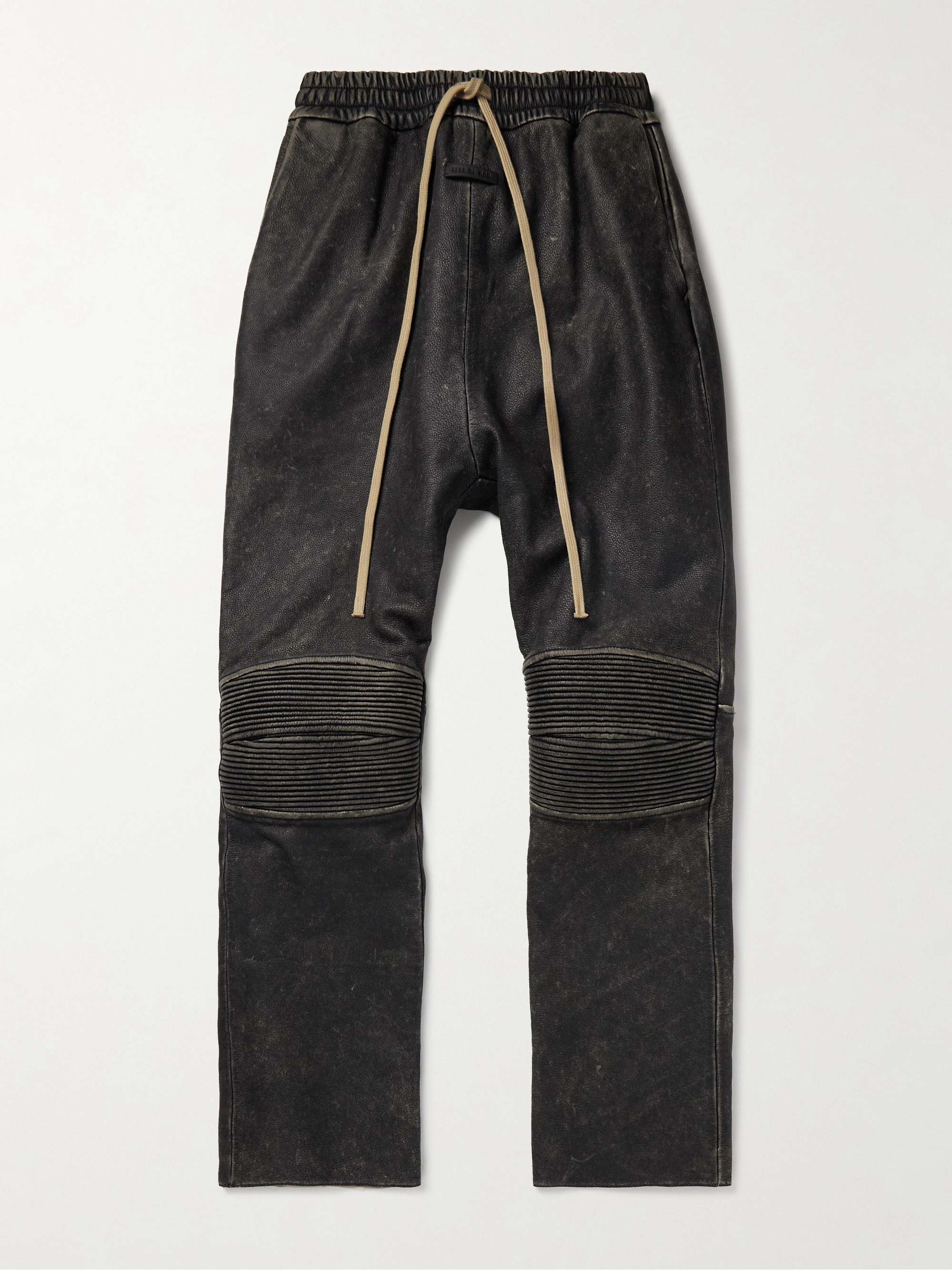 Moto Straight-Leg Leather Drawstring Trousers hero visual