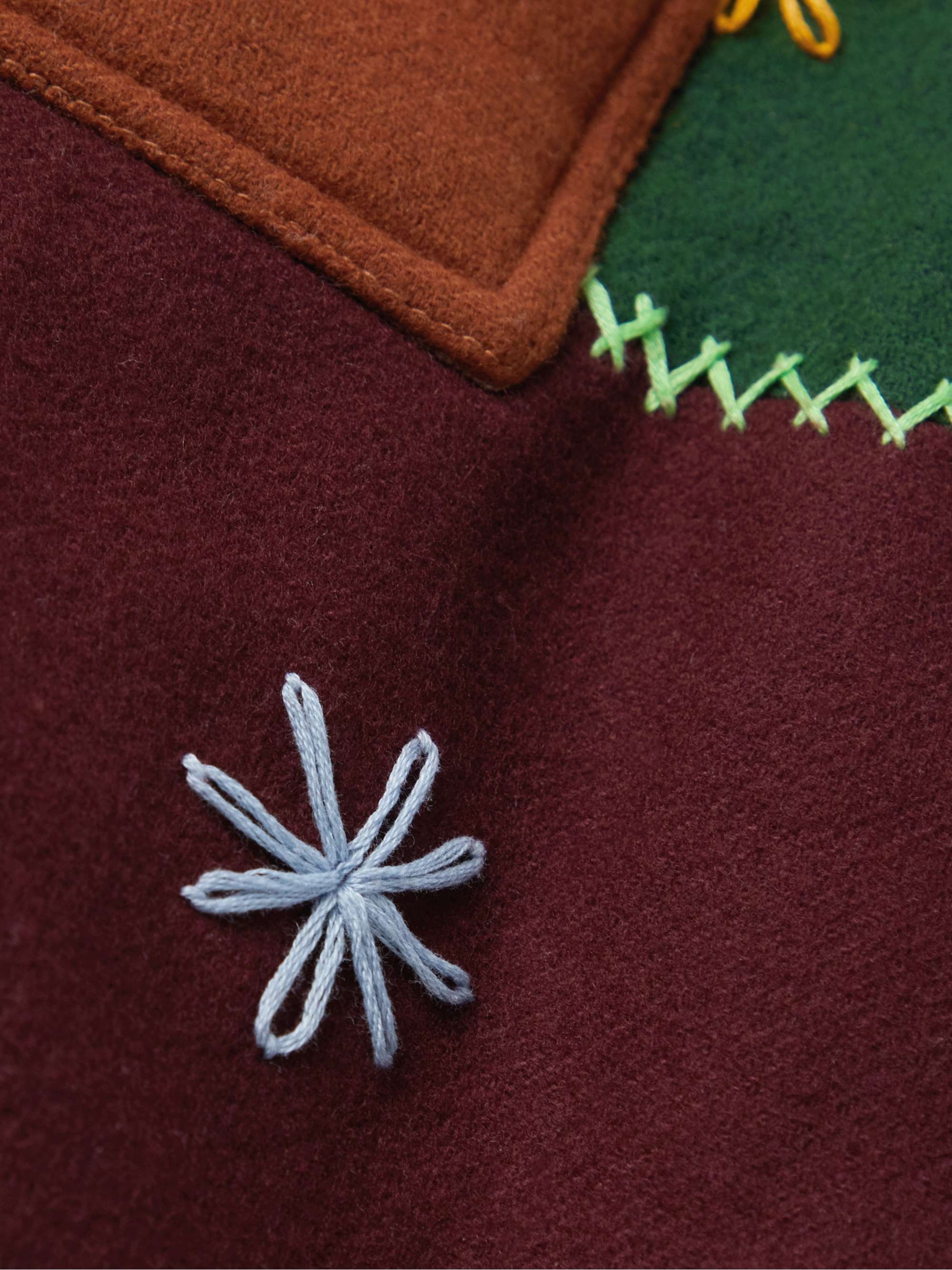 Embroidered Patchwork Wool-Blend Jacket view