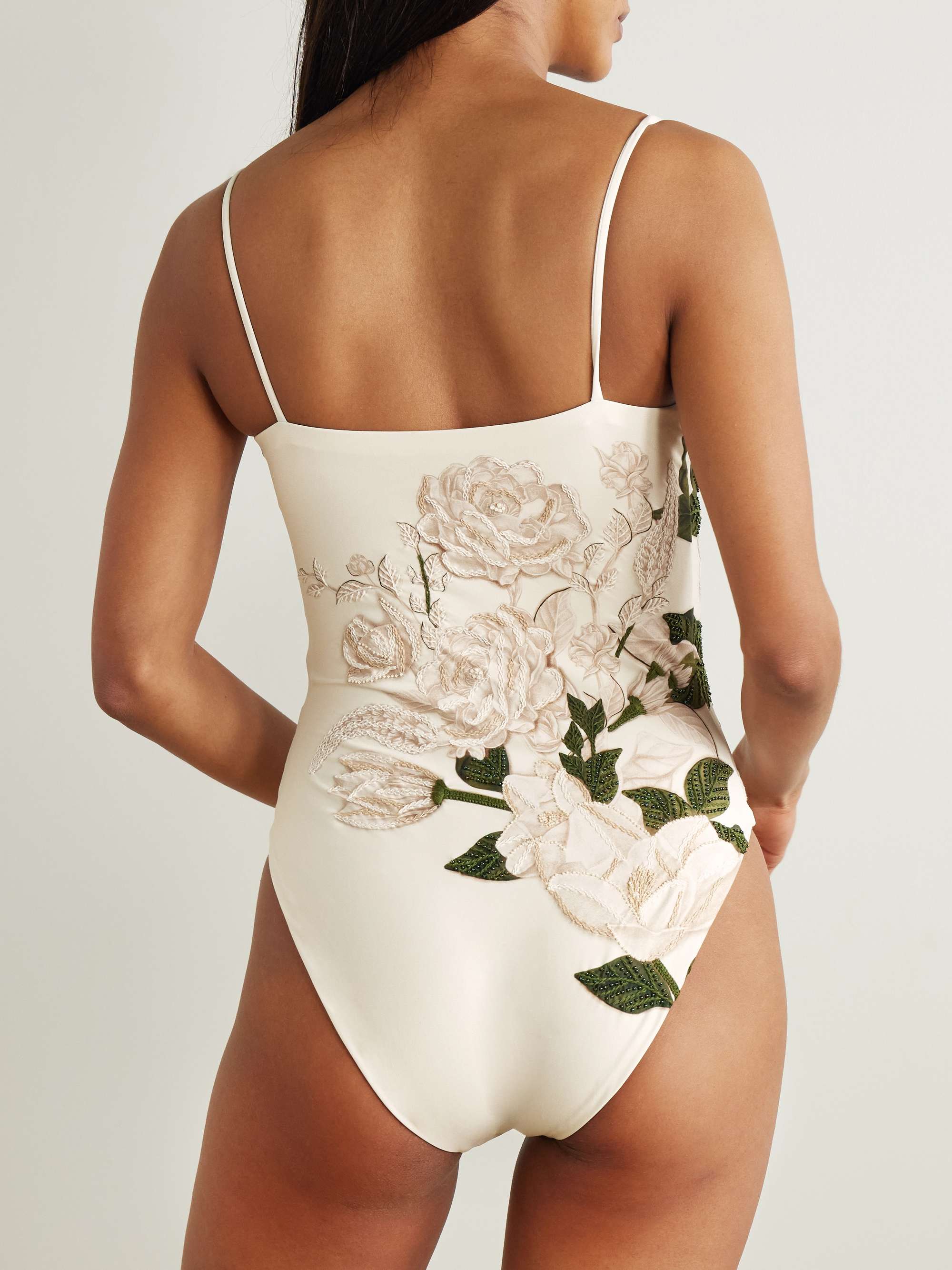 Durazno Gardenia beaded embroidered printed recycled swimsuit view