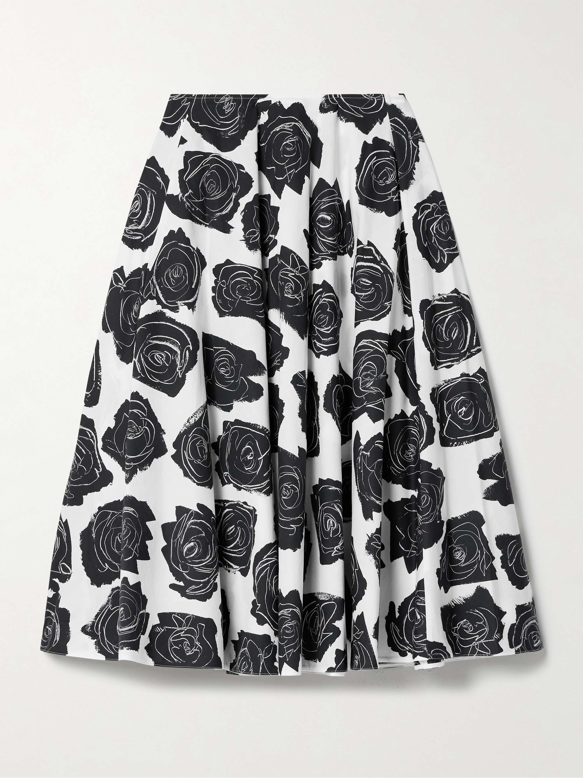 Pleated floral-print cotton-poplin midi skirt hero visual