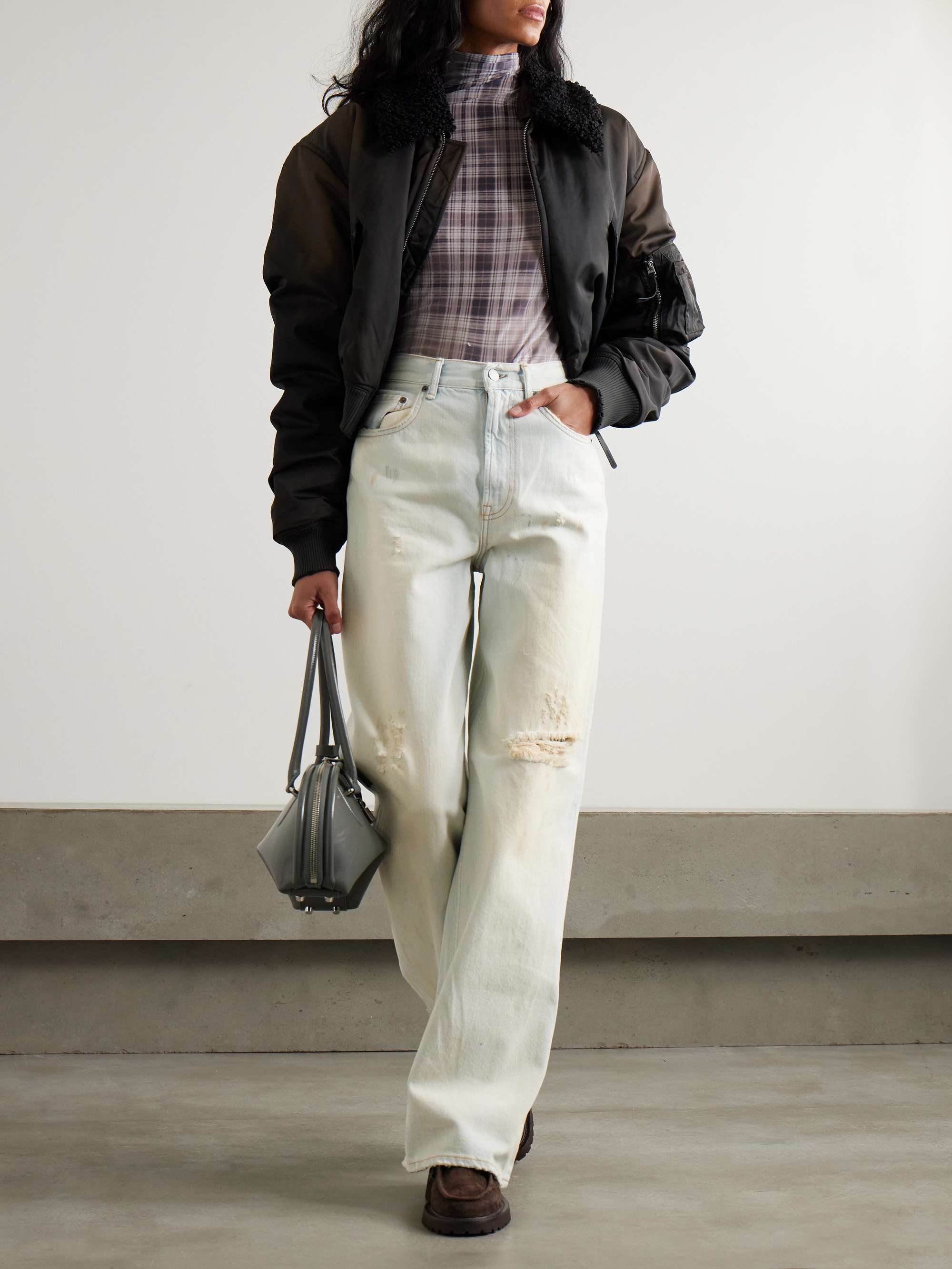 2022 distressed high-rise wide-leg jeans view