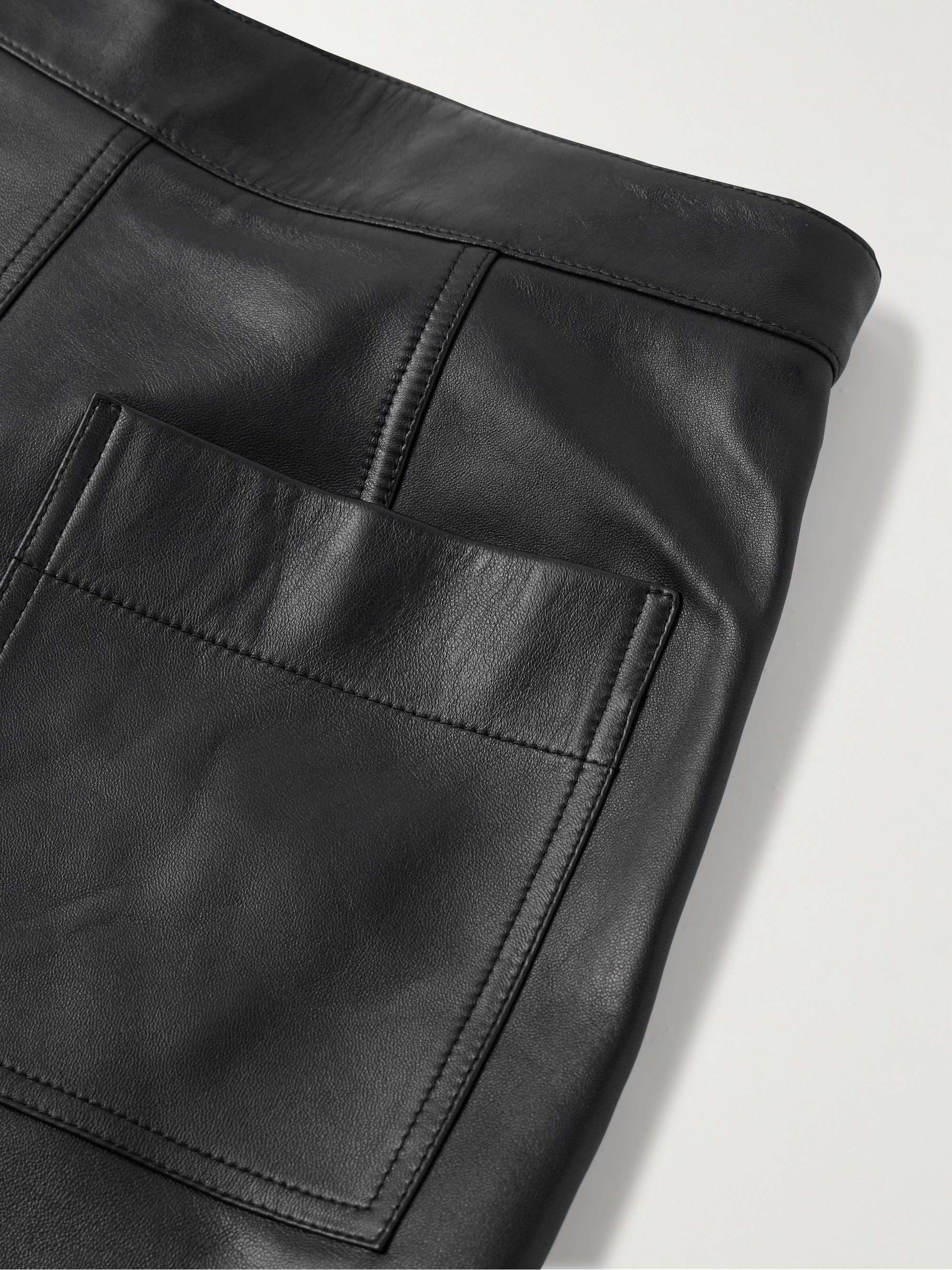 Layered Wide-Leg Leather Trousers view