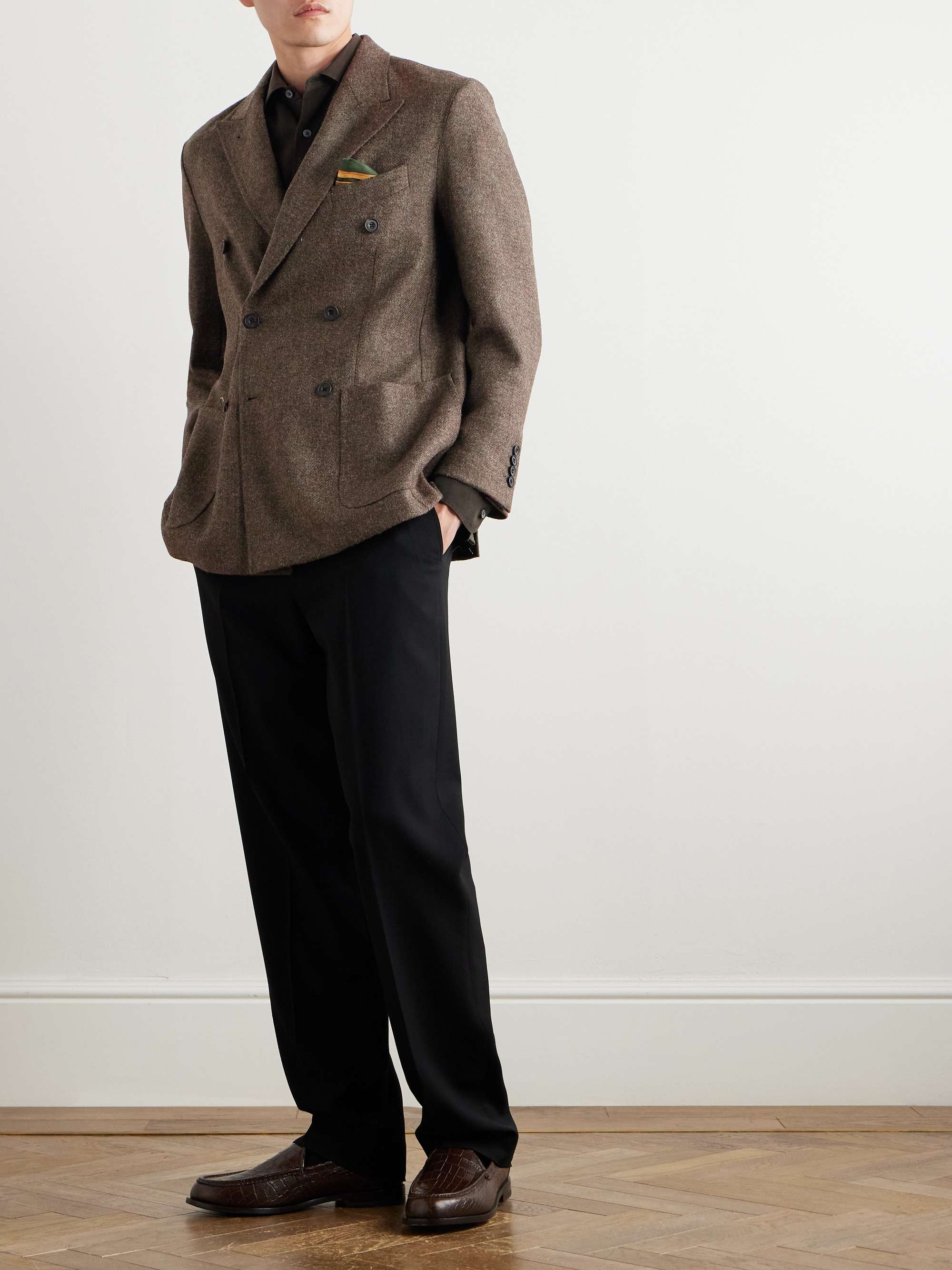 Double-Breasted Wool-Flannel Blazer view