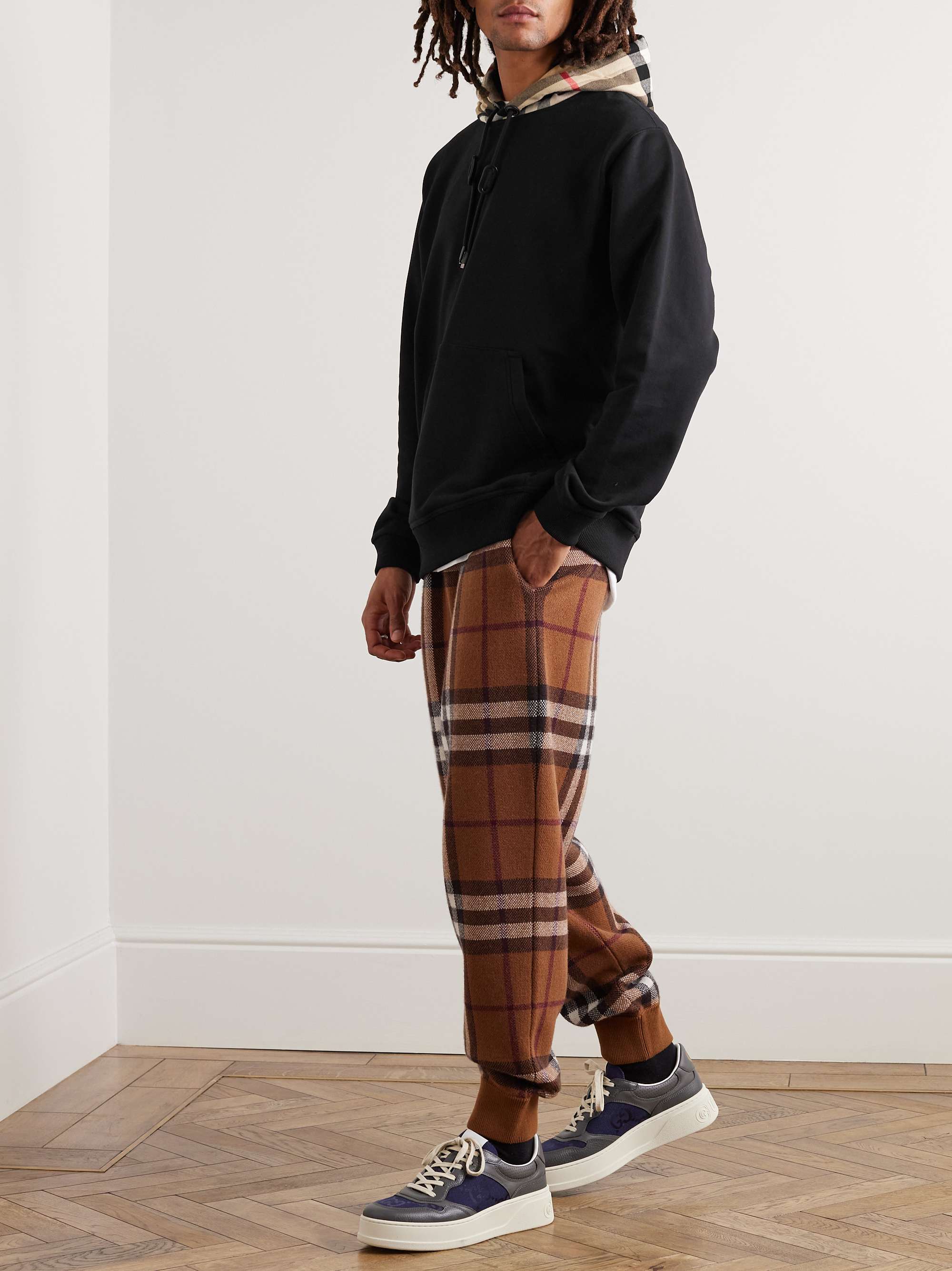 Checked Cotton-Jersey Hoodie view