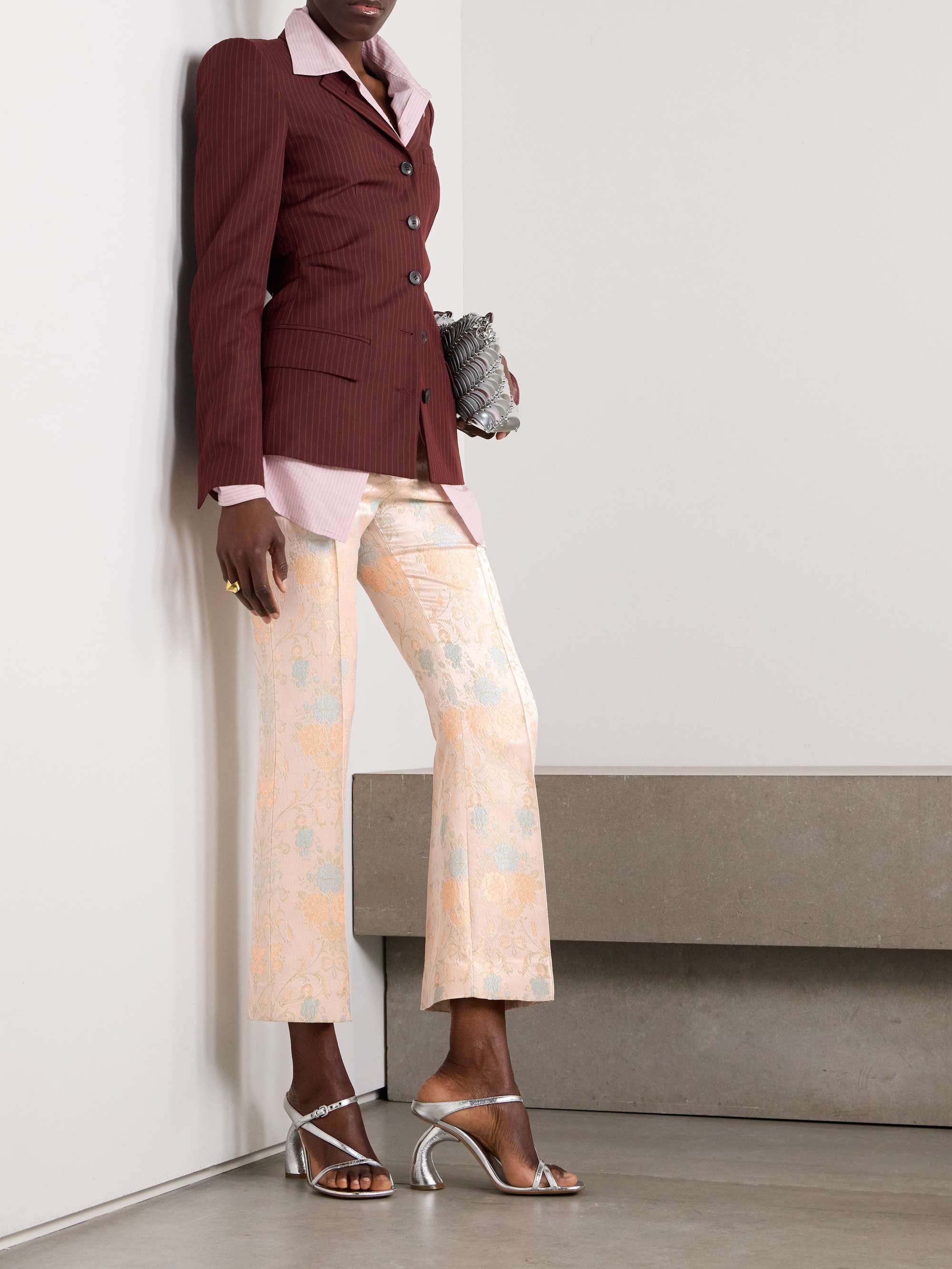 Paloma satin-jacquard straight-leg pants view
