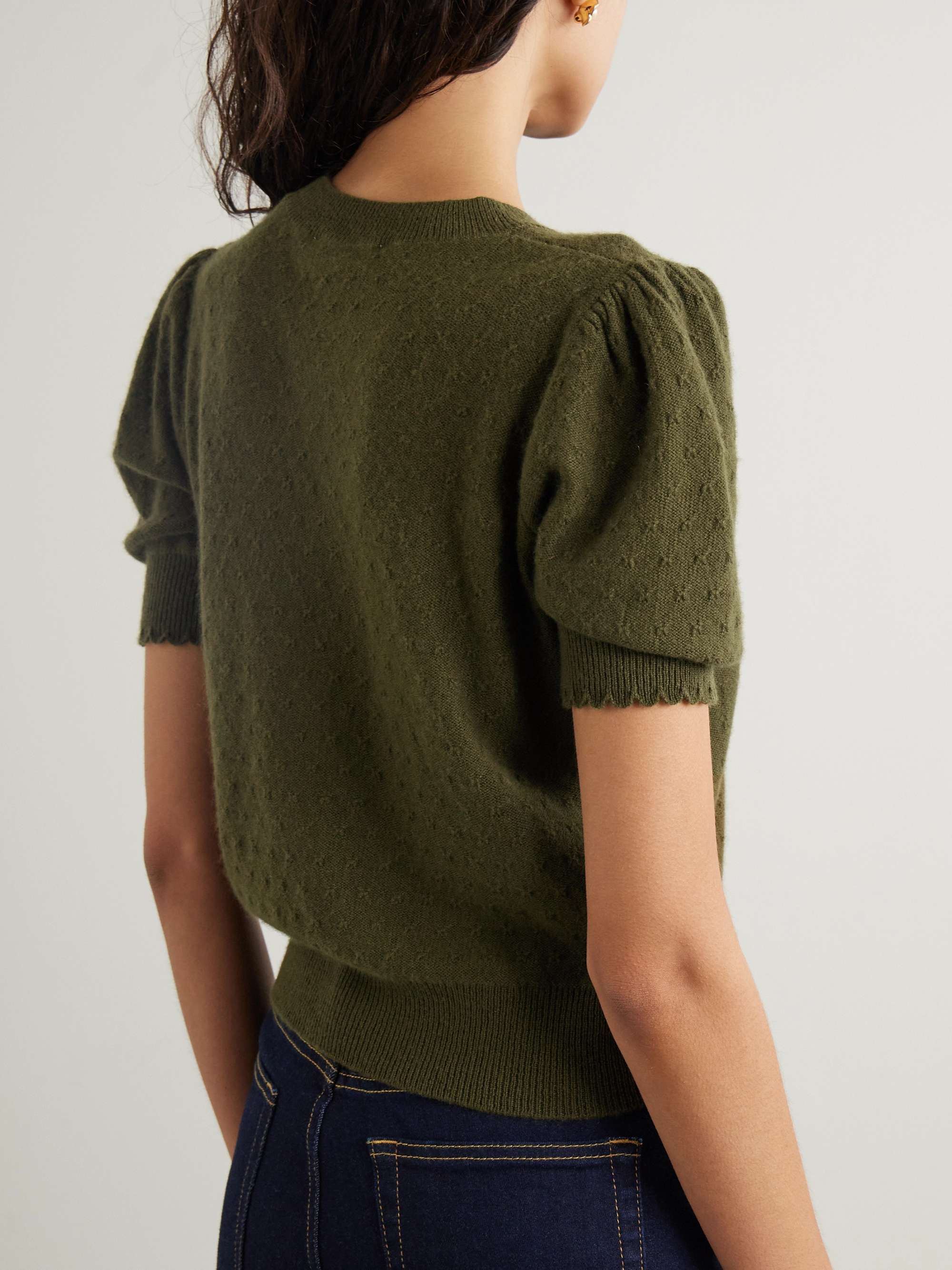 Pointelle-knit cashmere sweater view