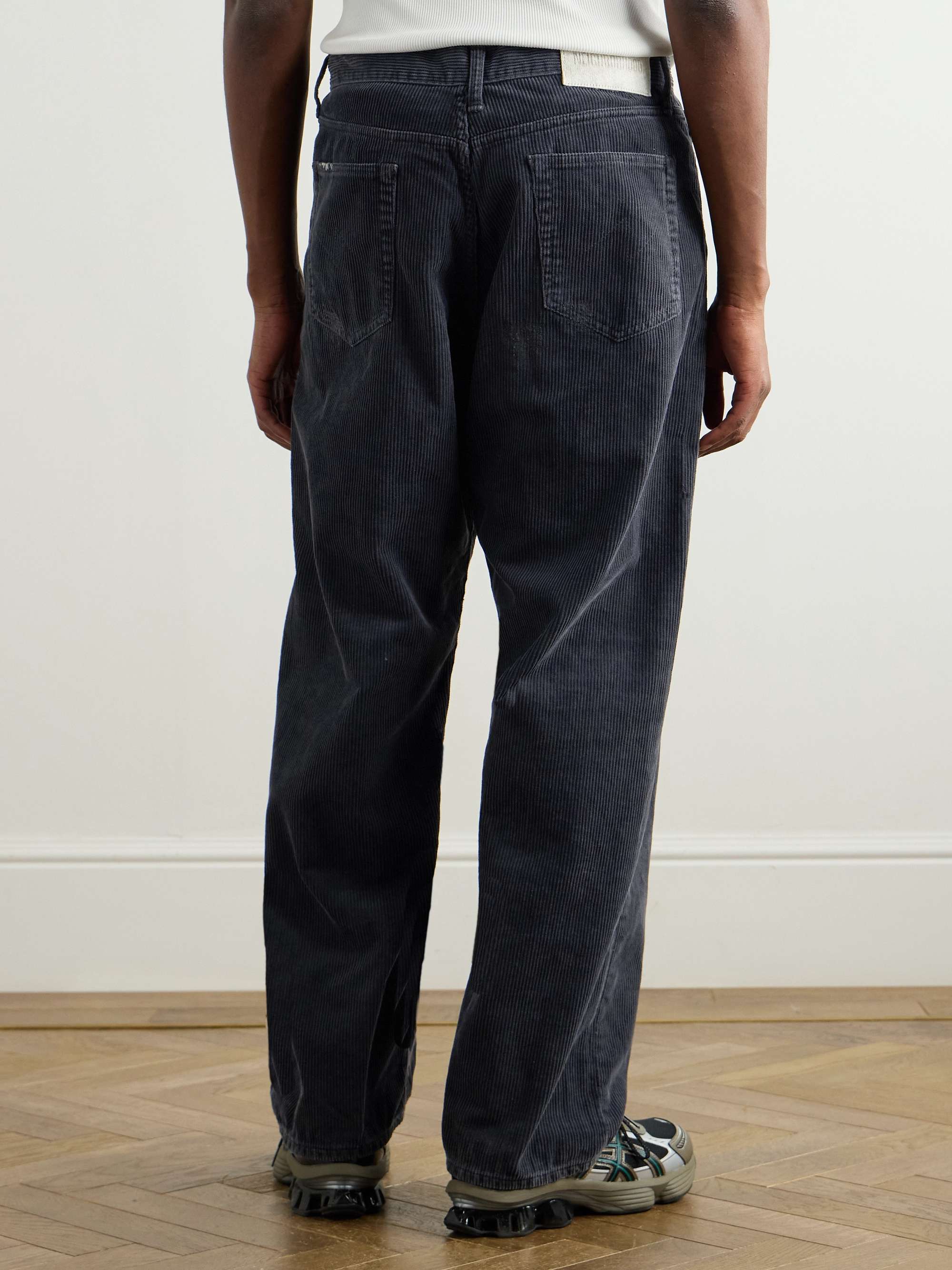 Savage Wide-Leg Distressed Cotton-Corduroy Trousers view