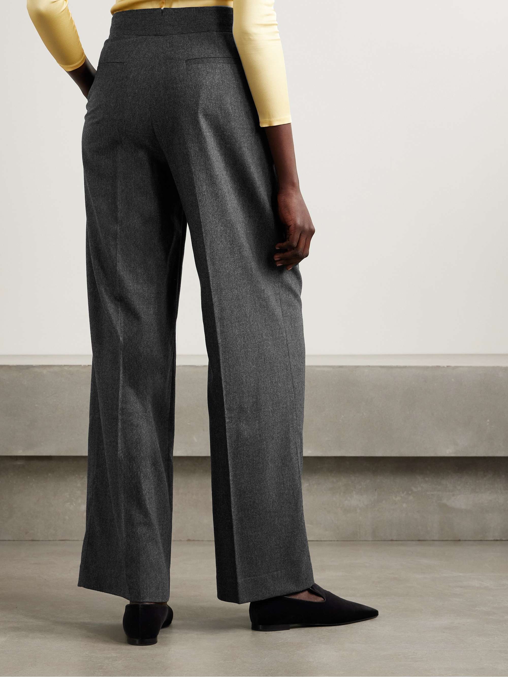 Bogart pleated wool-blend flannel wide-leg pants view