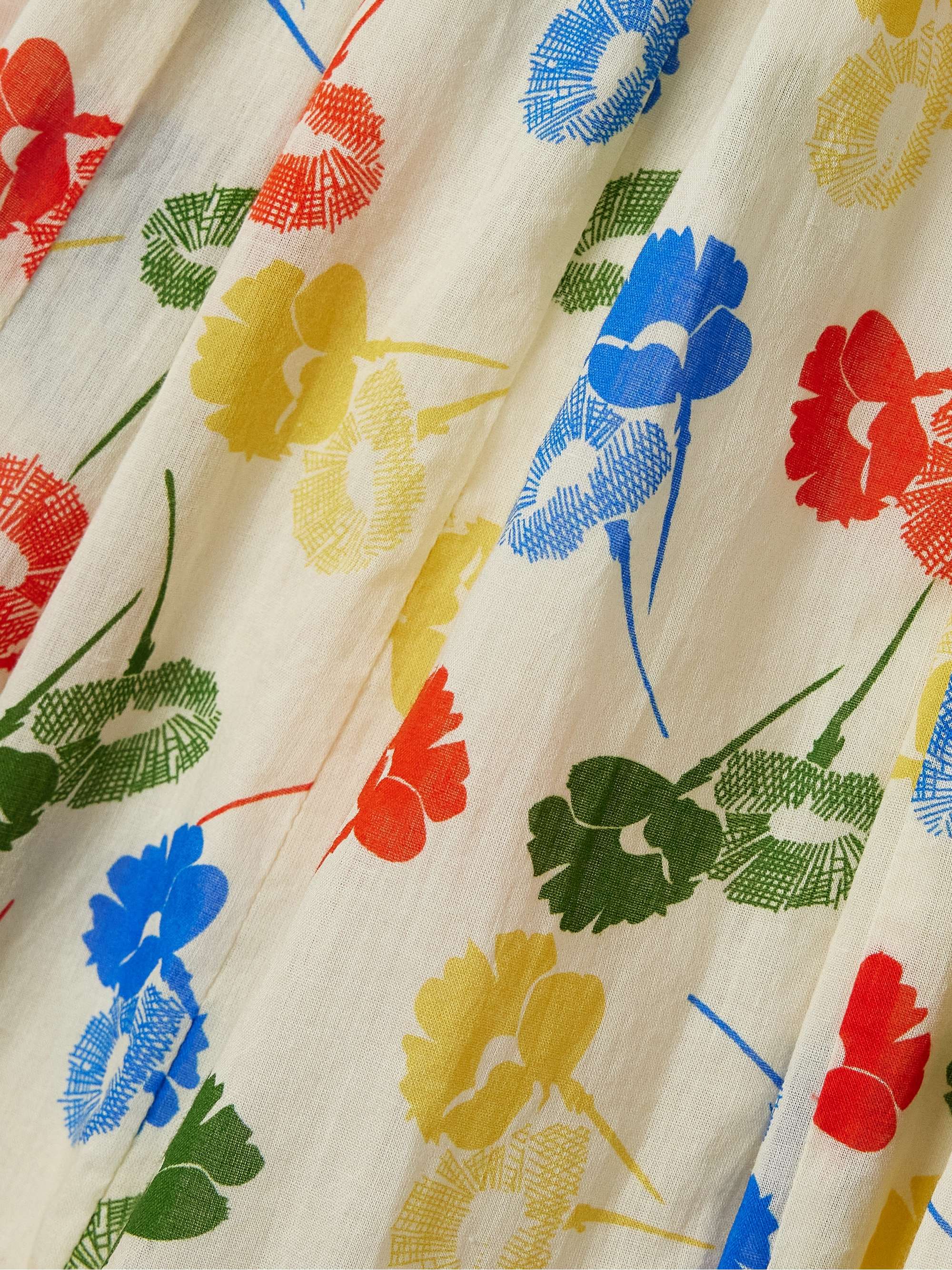 Gathered floral-print cotton-voile maxi dress view