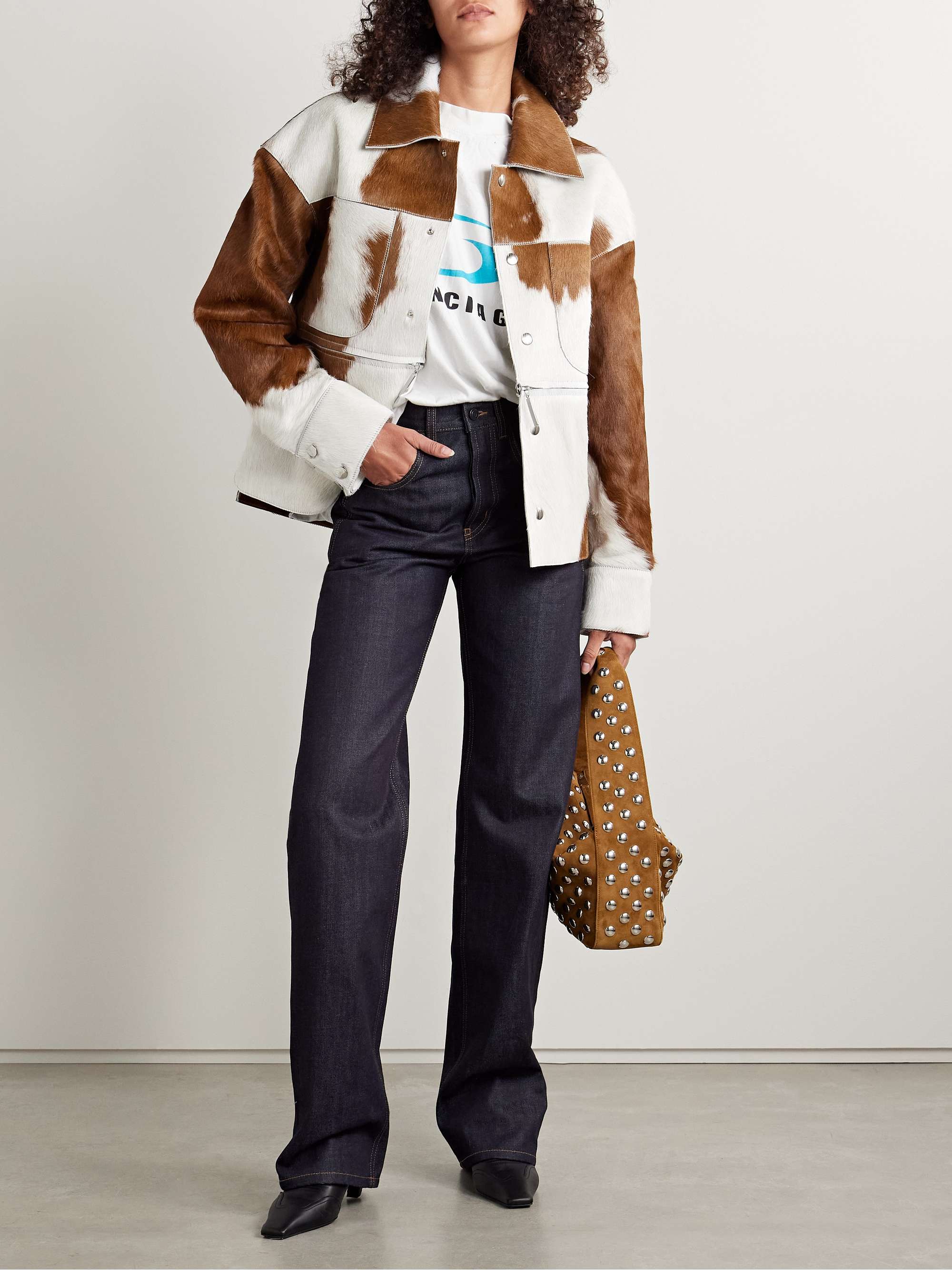 Highlands convertible paneled calf hair jacket view