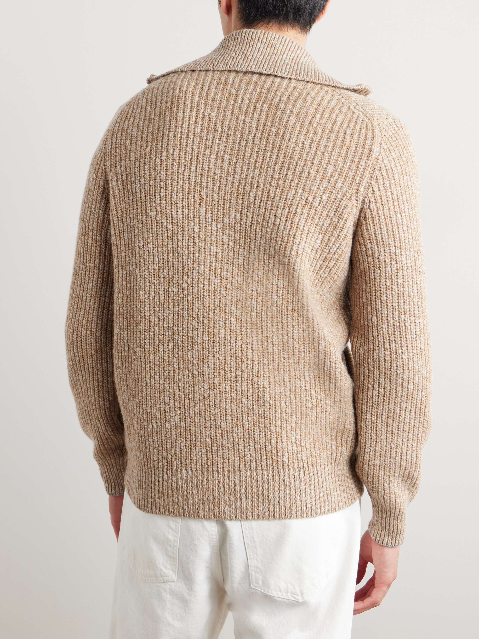 Ribbed Wool and Cashmere-Blend Zip-Up Cardigan view