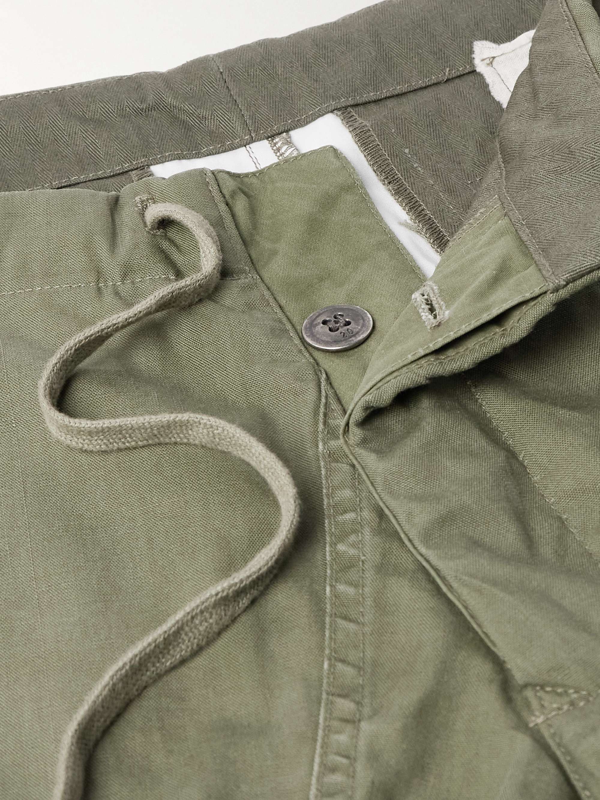 Wide-Leg Patchwork Cotton-Canvas Drawstring Cargo Trousers view