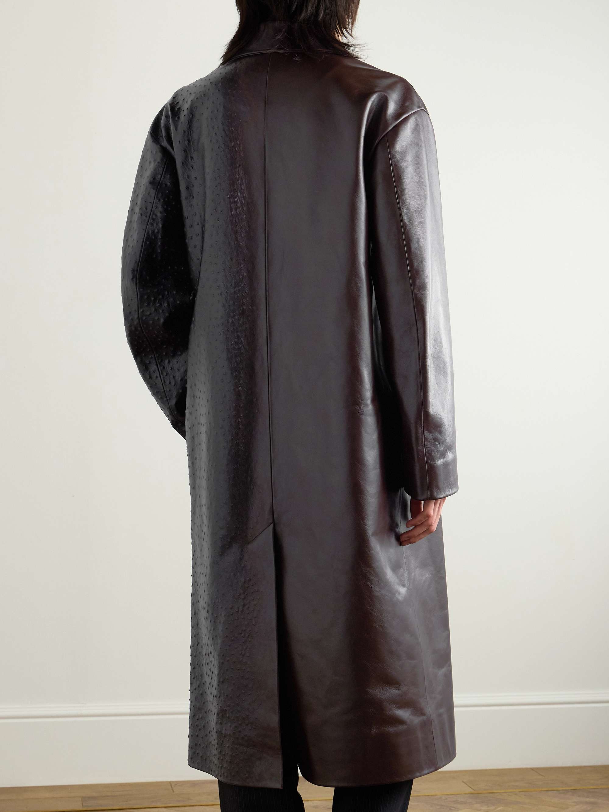 Oversized Dégradé Ostrich-Effect Leather Coat view